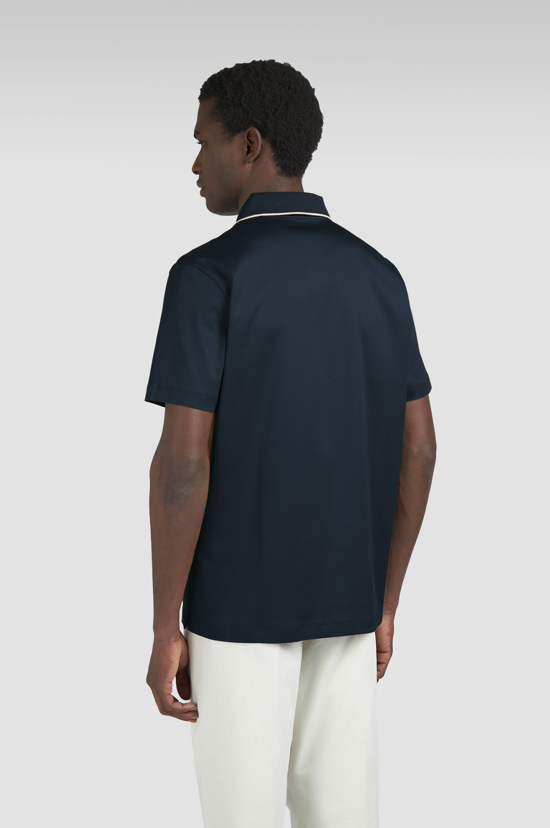 Aqua Touch cotton polo shirt with micro pattern detail on the collar image number 3 Aqua Touch cotton polo shirt with micro pattern detail on the collar image number 3