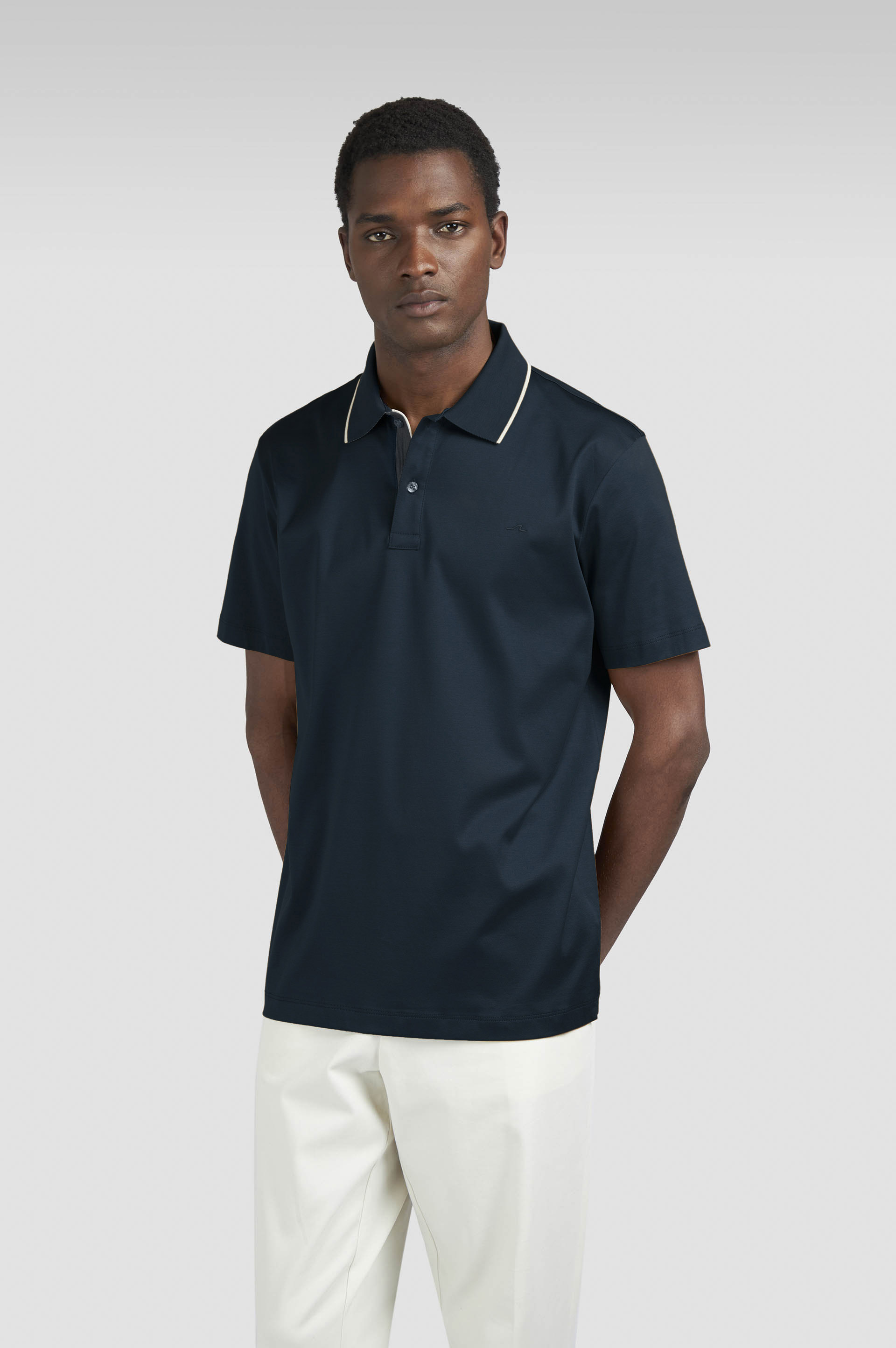 Aqua Touch cotton polo shirt with micro pattern detail on the collar image number 0 Aqua Touch cotton polo shirt with micro pattern detail on the collar image number 0