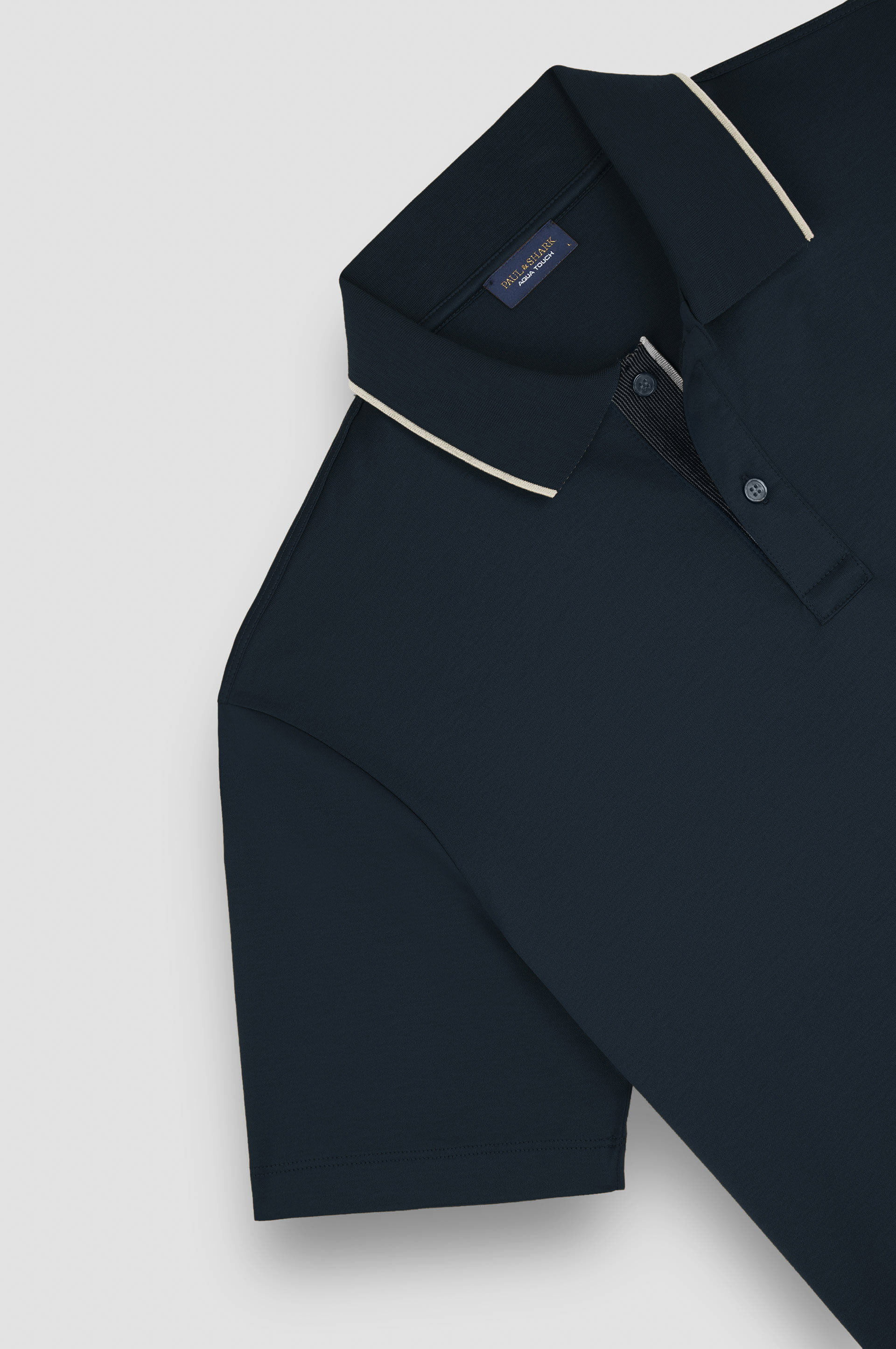 Aqua Touch cotton polo shirt with micro pattern detail on the collar image number 5 Aqua Touch cotton polo shirt with micro pattern detail on the collar image number 5