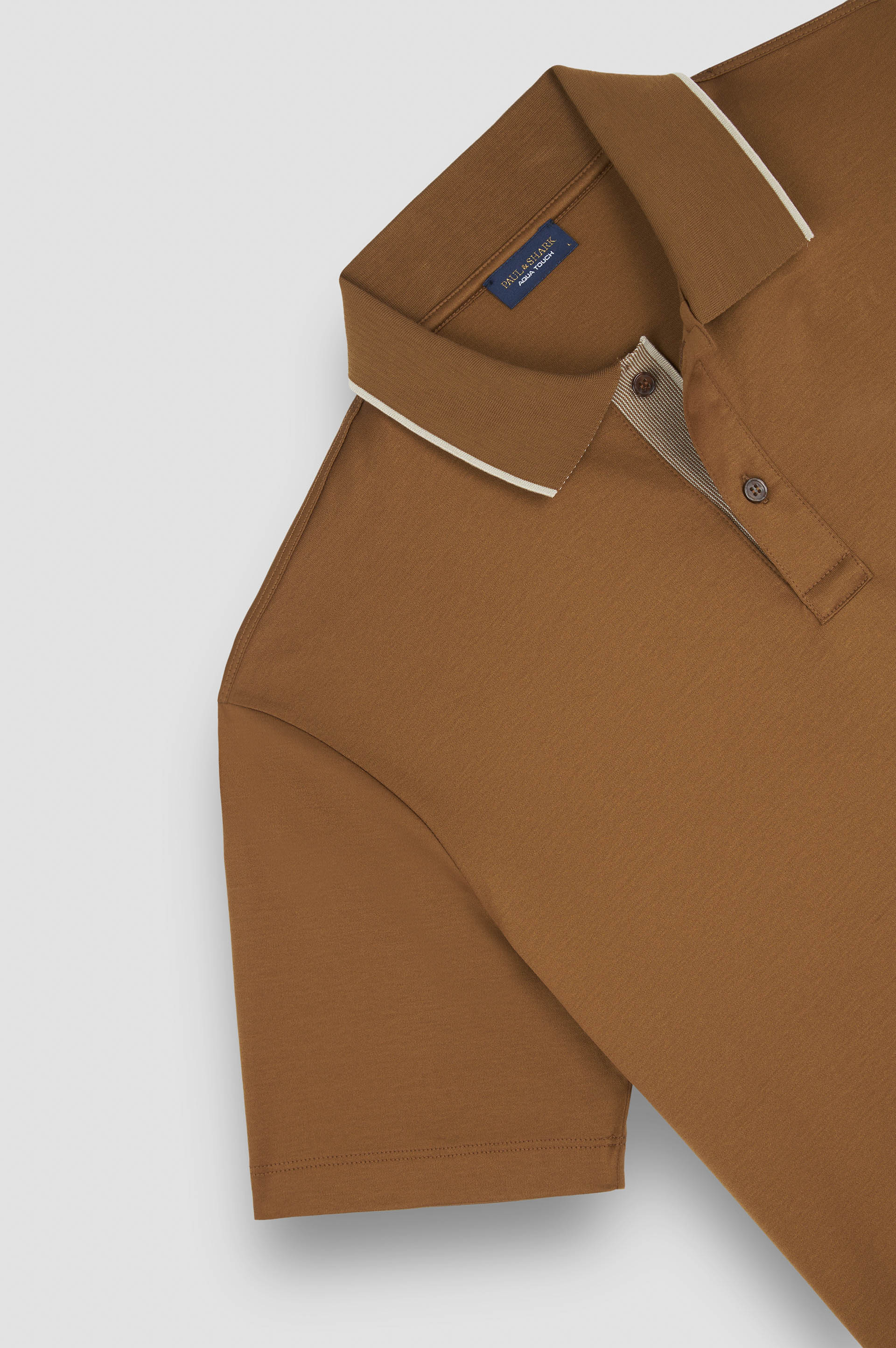 Aqua Touch cotton polo shirt with micro pattern detail on the collar image number 5