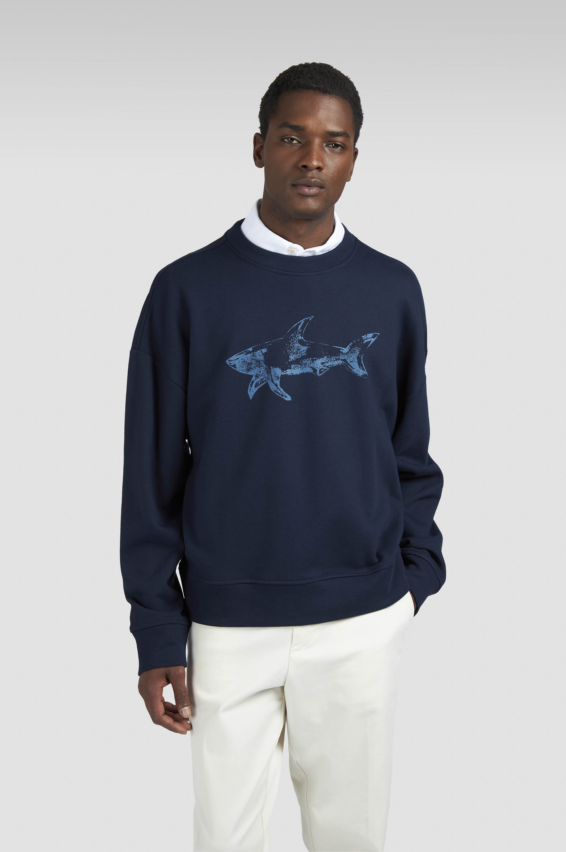 Cotton Fleece sweatshirt with Shark print image number 0 Cotton Fleece sweatshirt with Shark print image number 0