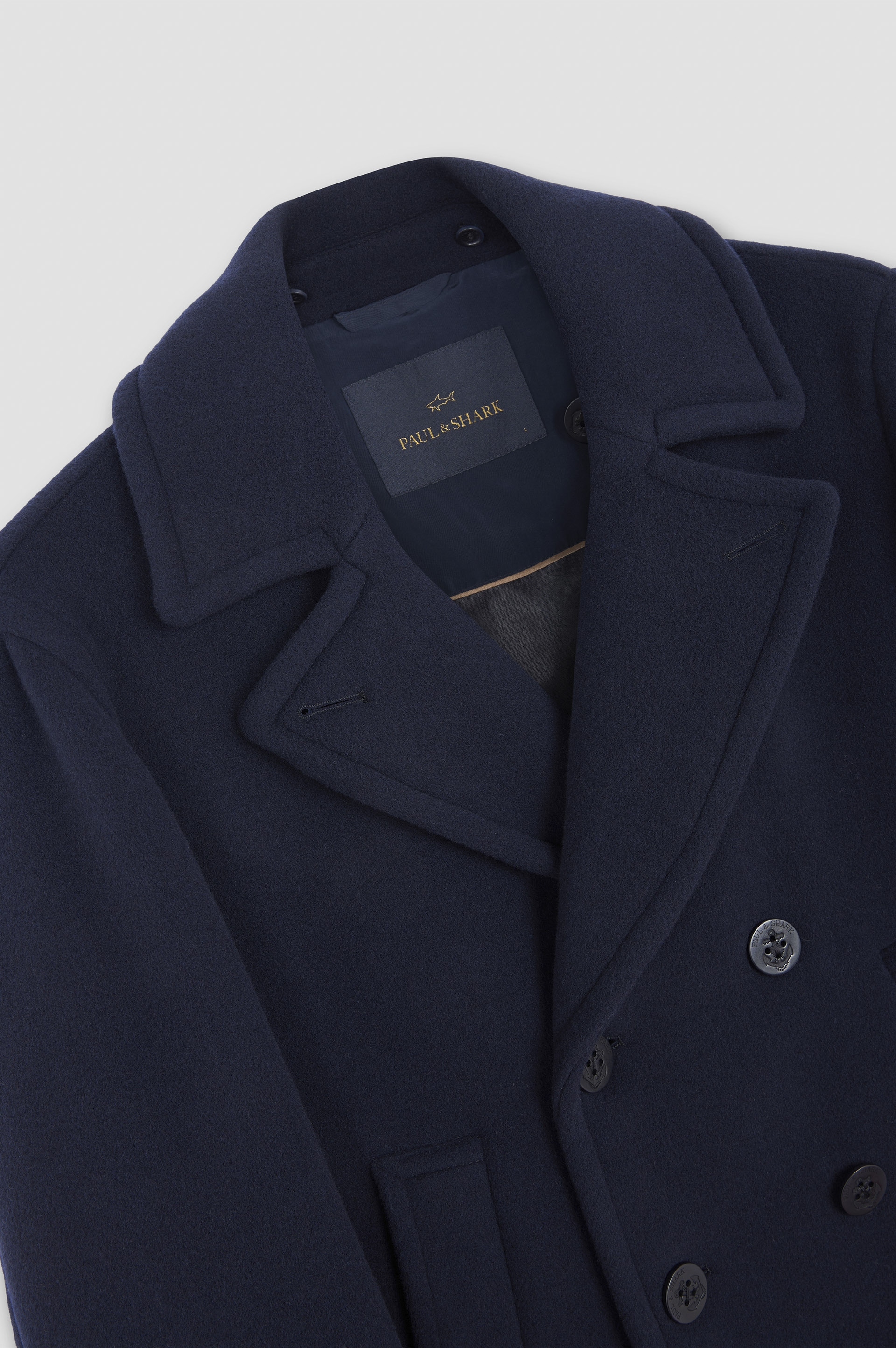 True Peacoat in wool and cashmere image number 9 True Peacoat in wool and cashmere image number 9