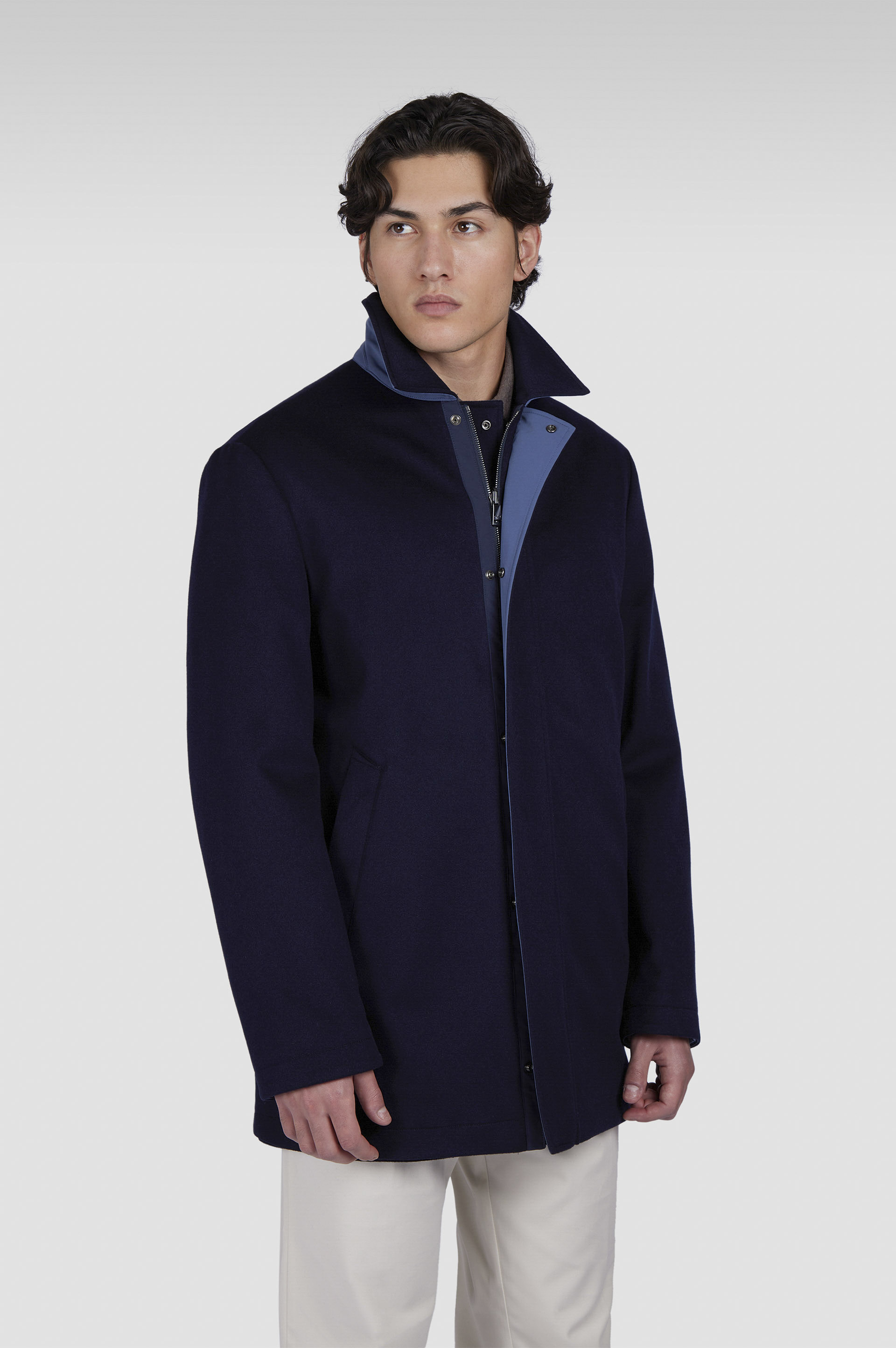 Reversible carcoat in cashmere and Typhoon® image number 0 Reversible carcoat in cashmere and Typhoon® image number 0