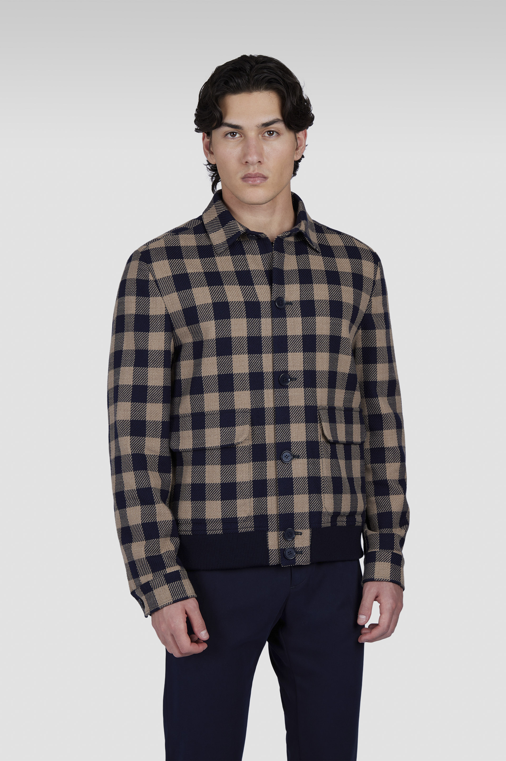 Blouson en laine à motif à carreaux image number 0