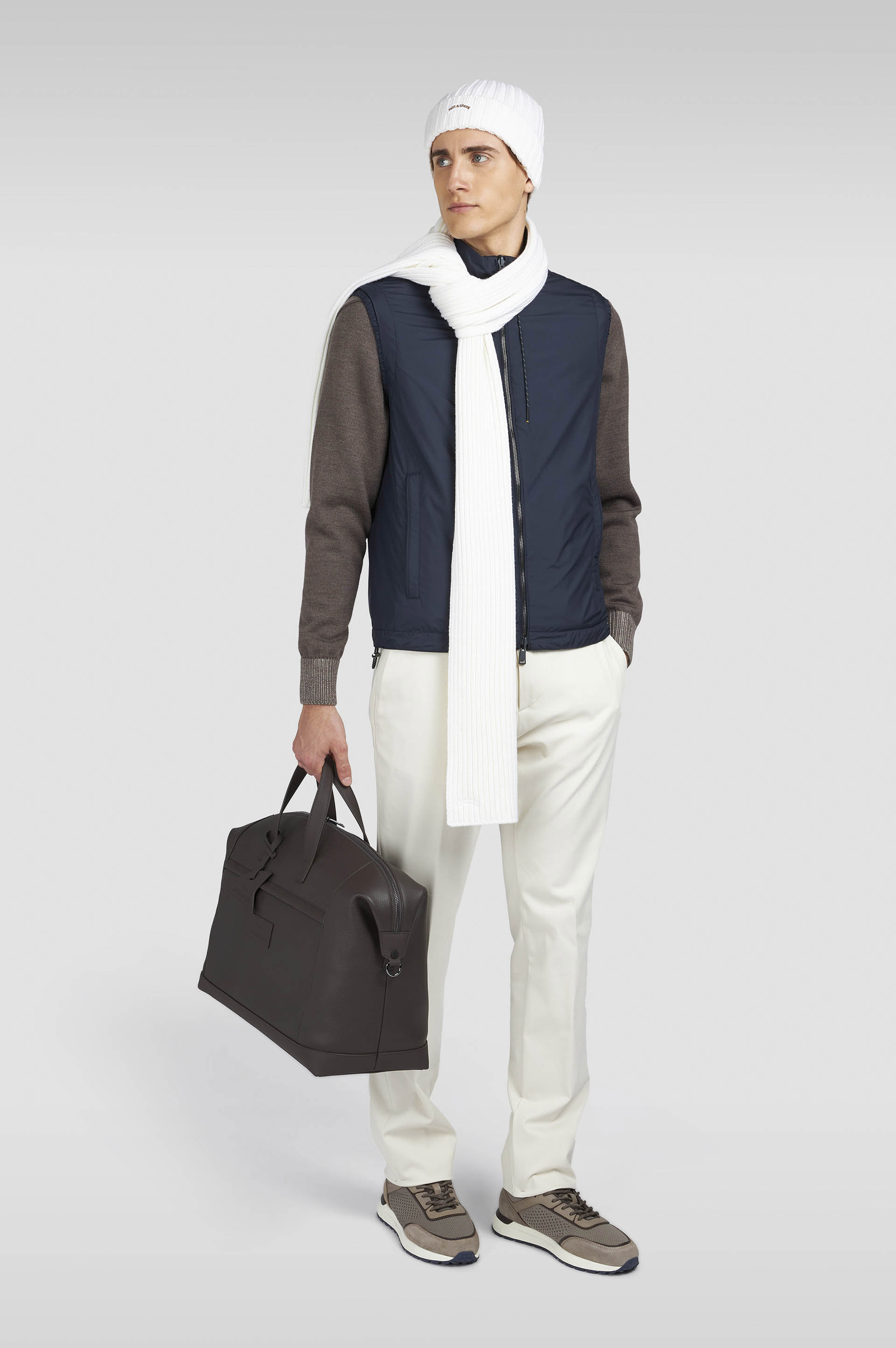 Gilet réversible en laine, soie et microfibre image number 2