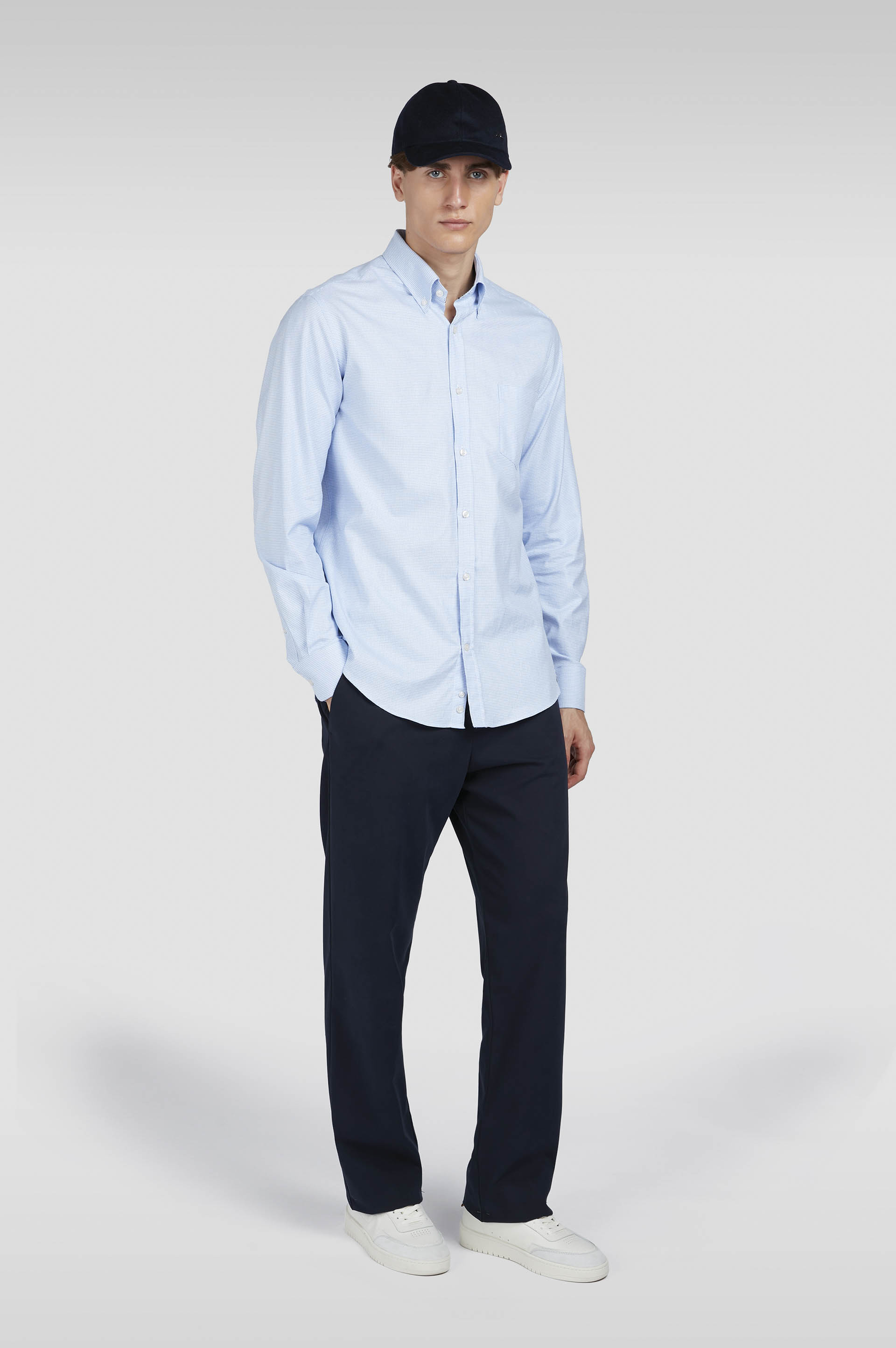 Cotton shirt with houndstooth pattern image number 2 Cotton shirt with houndstooth pattern image number 2