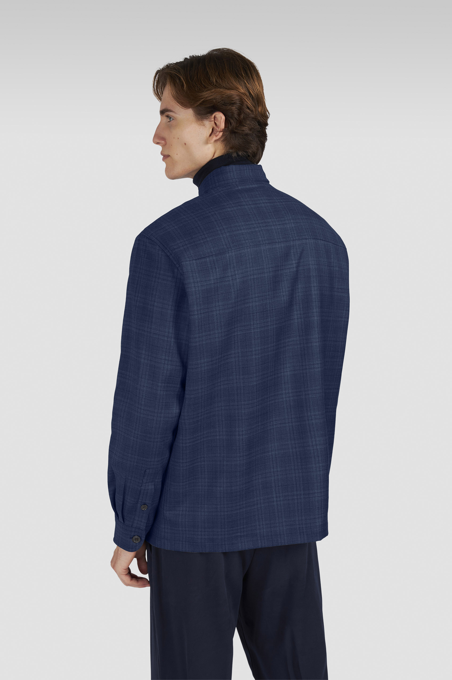 سترة خارجية من الصوف مع نقوش مربعة image number 3