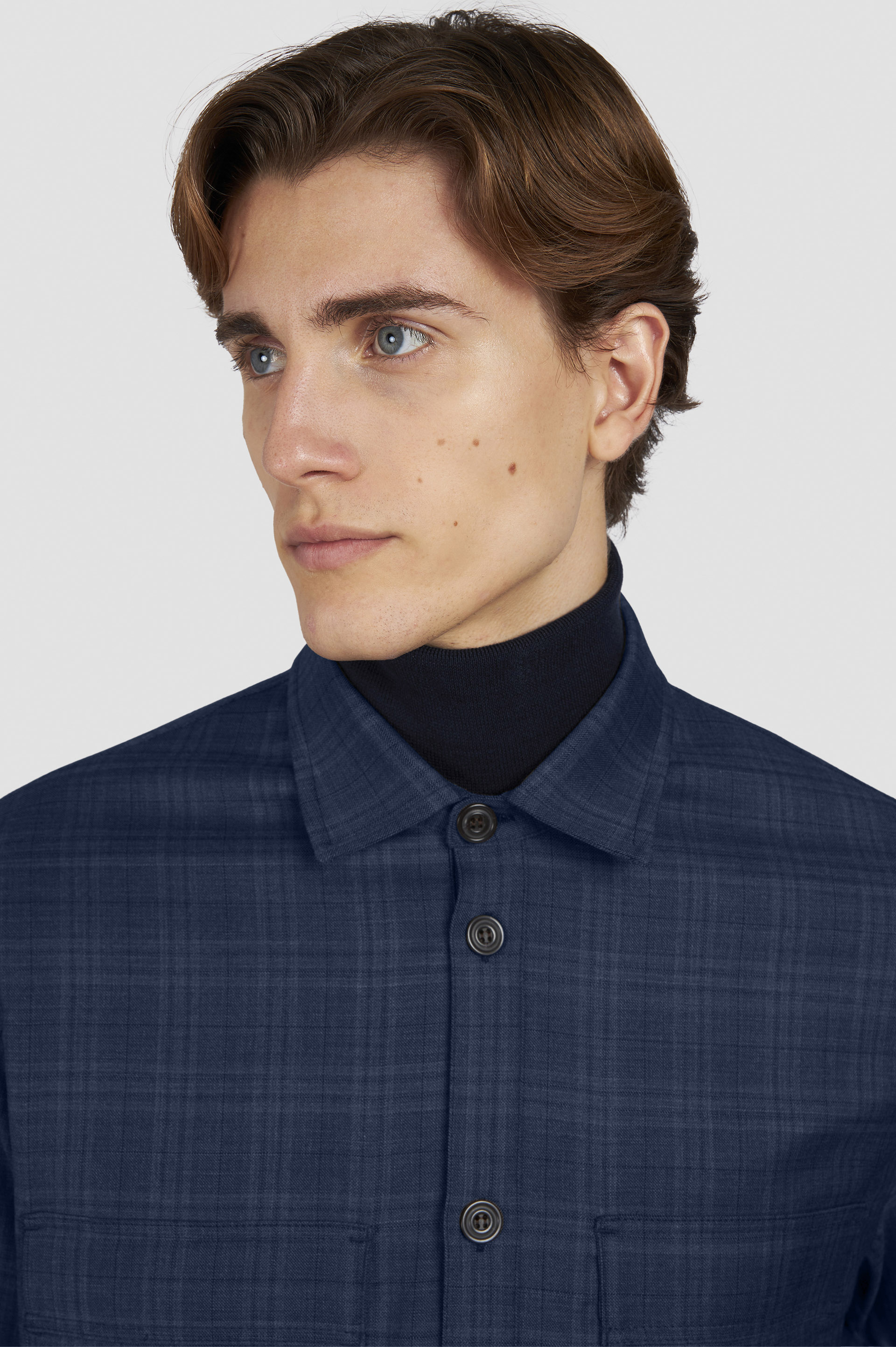 سترة خارجية من الصوف مع نقوش مربعة image number 4