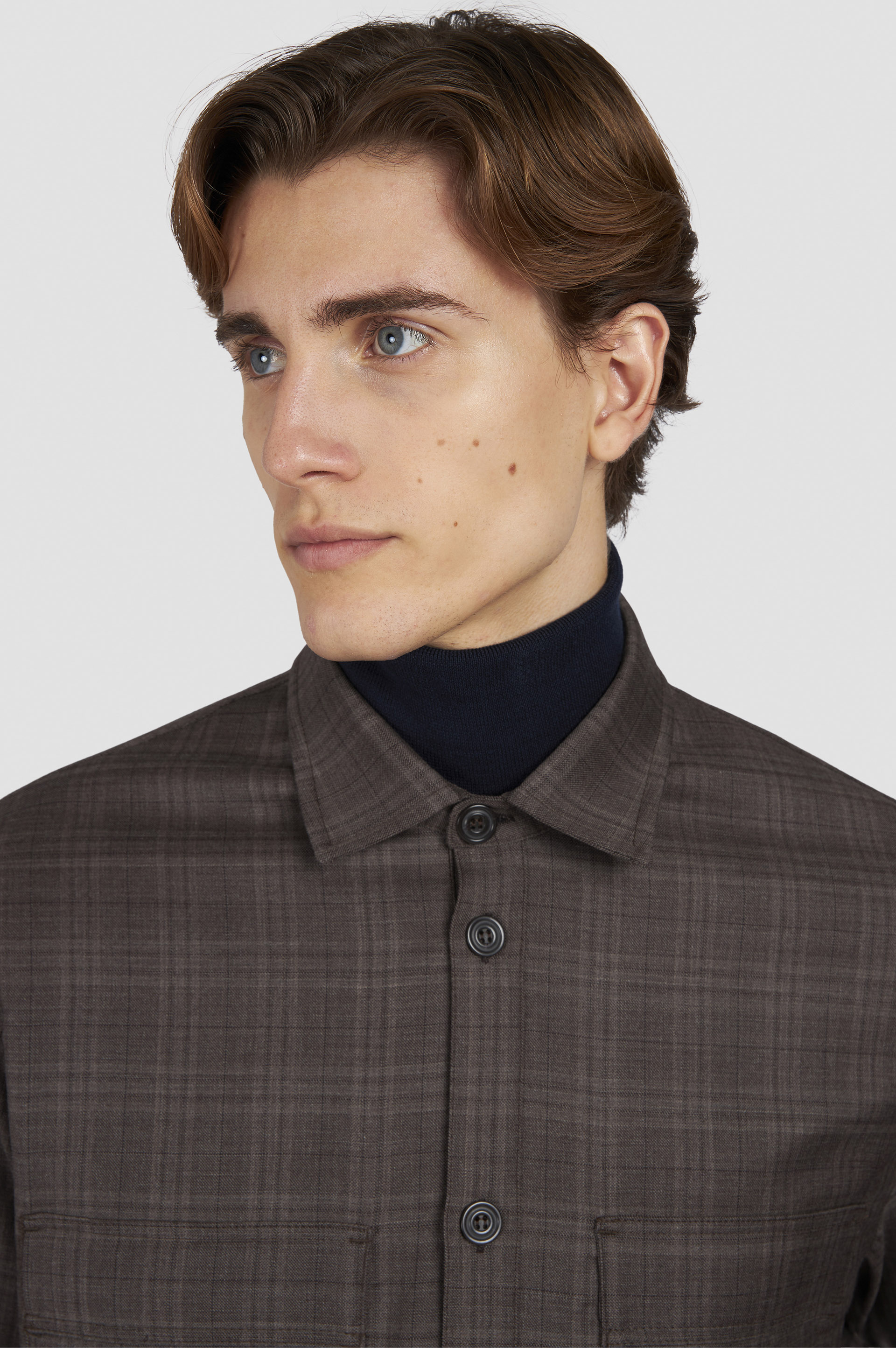 Wool overshirt with checkered pattern image number 4 Wool overshirt with checkered pattern image number 4