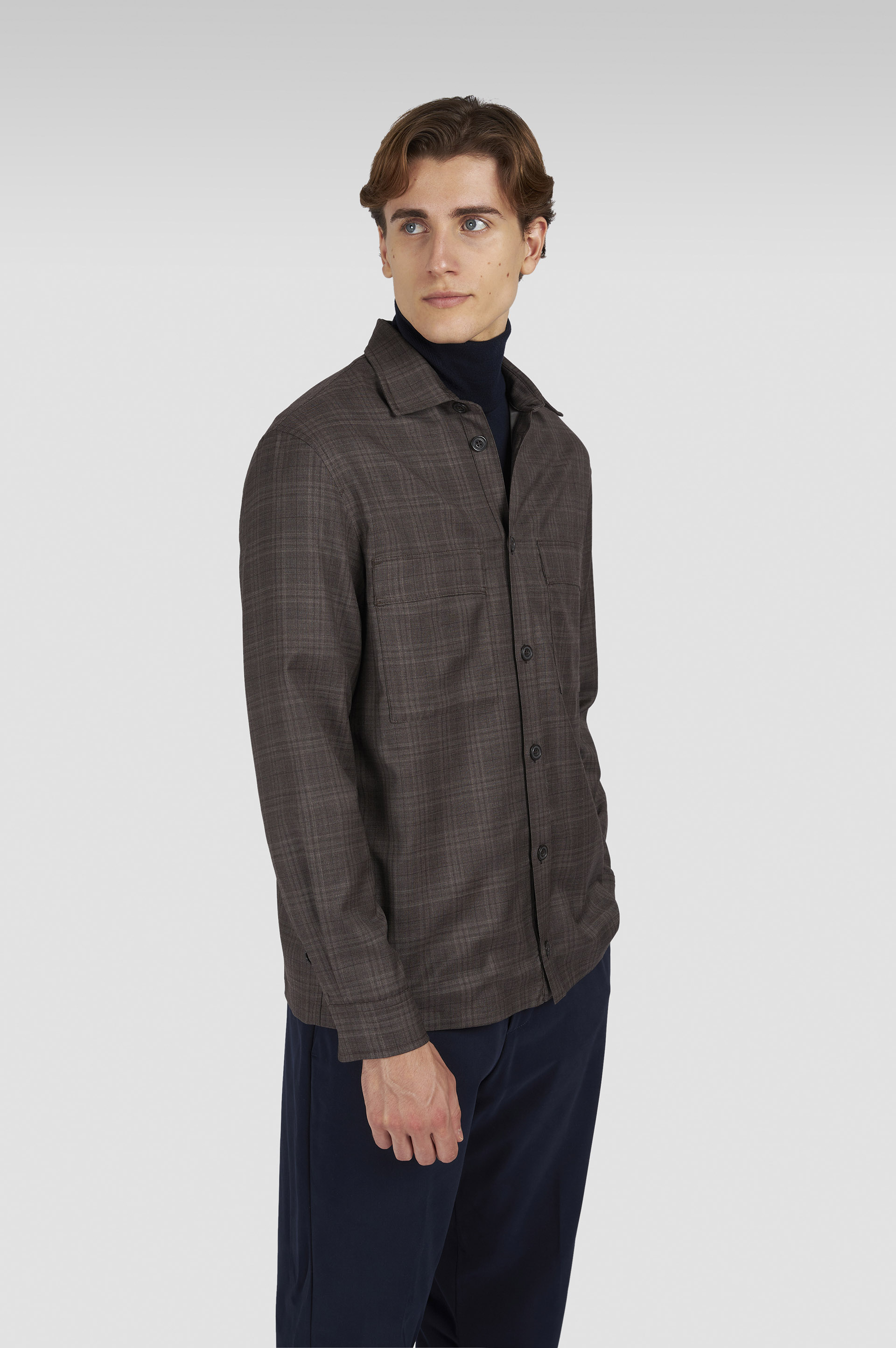 Wool overshirt with checkered pattern image number 0 Wool overshirt with checkered pattern image number 0