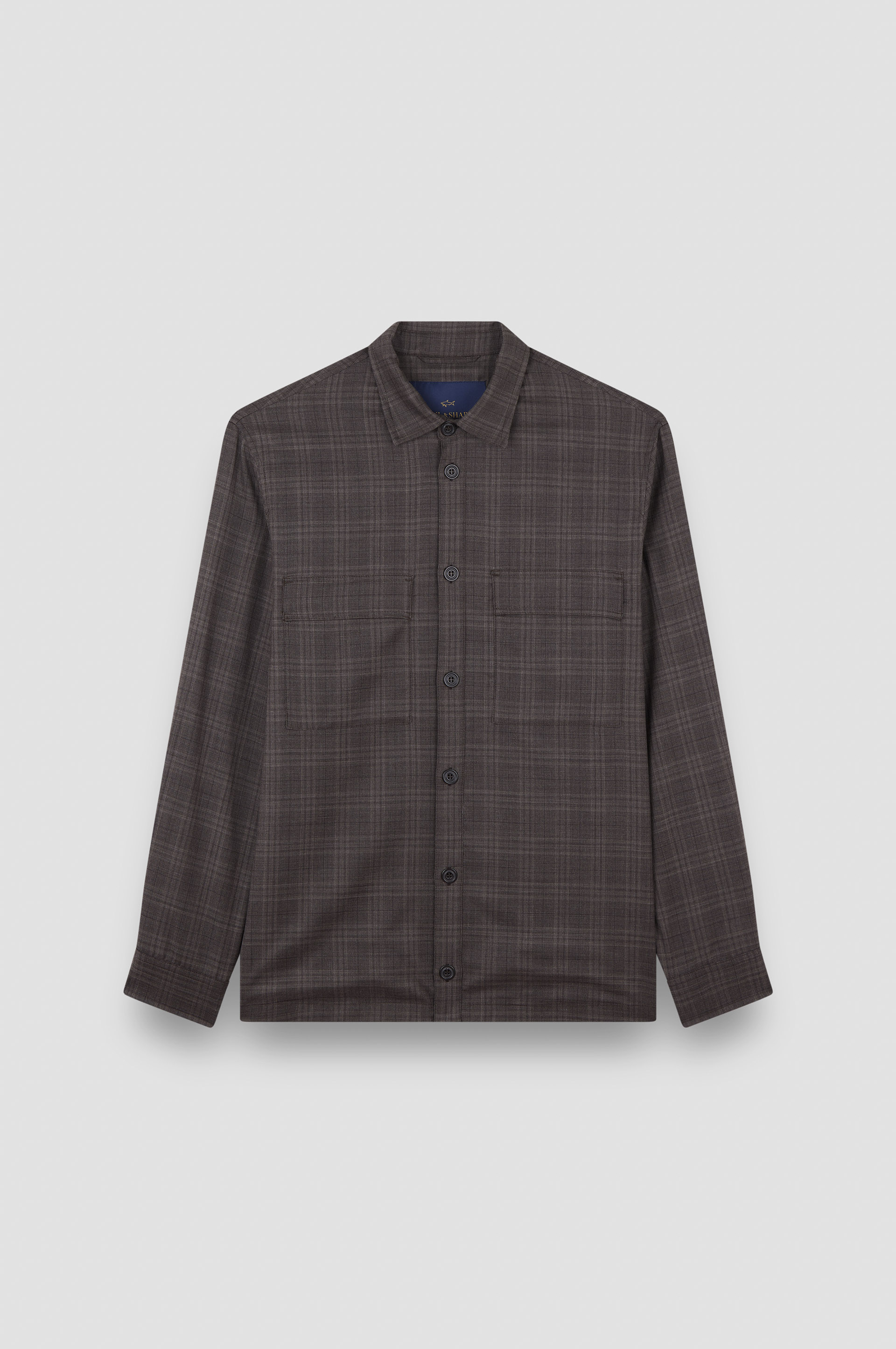 Wool overshirt with checkered pattern image number 1 Wool overshirt with checkered pattern image number 1