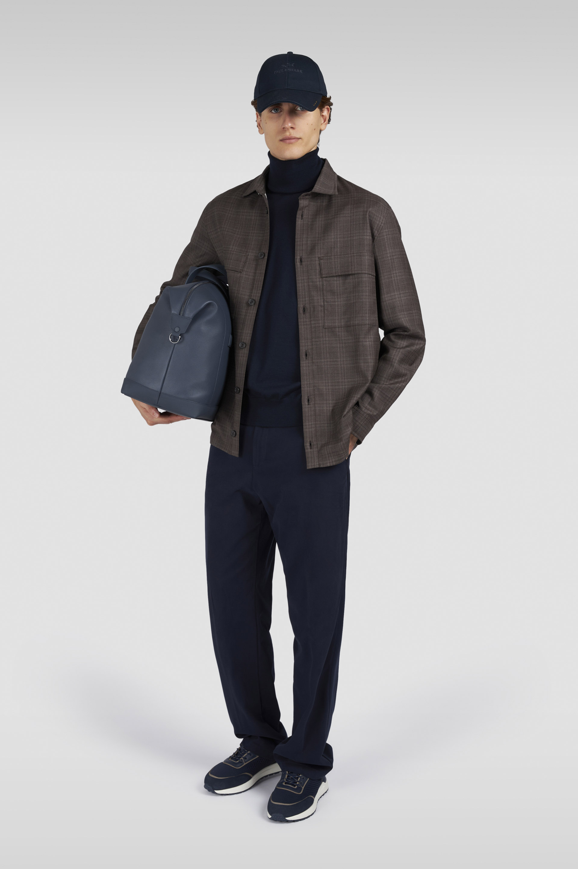 Wool overshirt with checkered pattern image number 2 Wool overshirt with checkered pattern image number 2