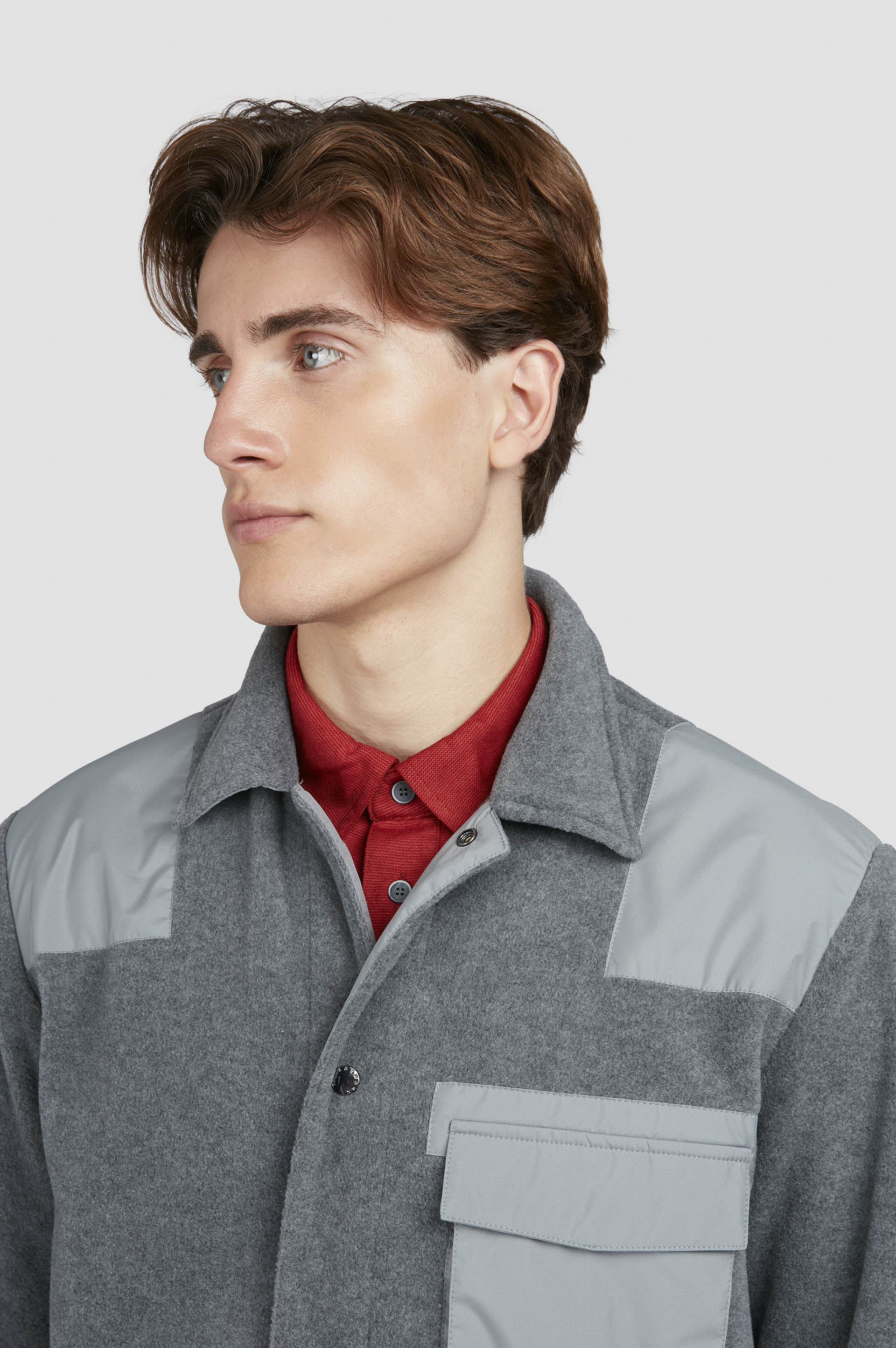 Fleece overshirt with technical fabric inserts image number 4 Fleece overshirt with technical fabric inserts image number 4