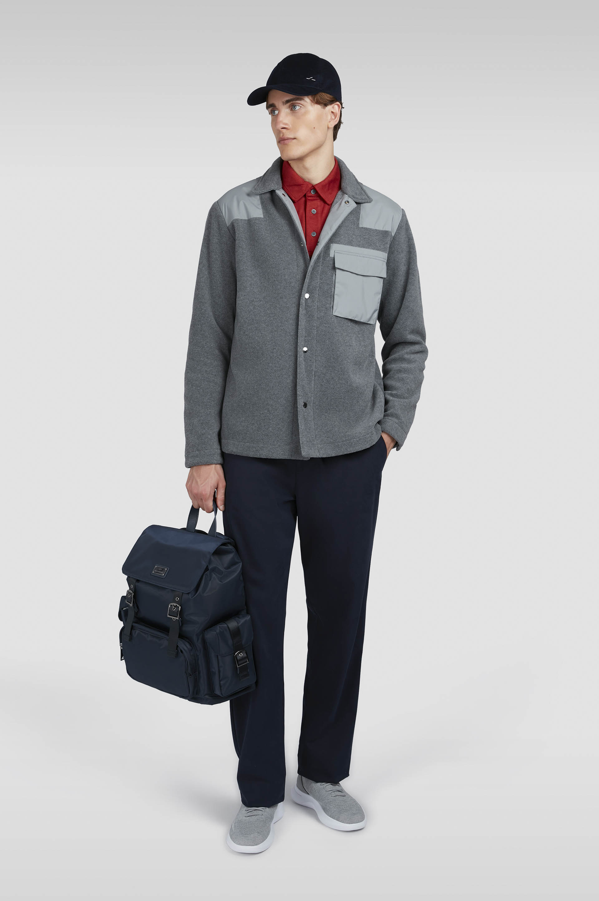 Fleece overshirt with technical fabric inserts image number 2 Fleece overshirt with technical fabric inserts image number 2