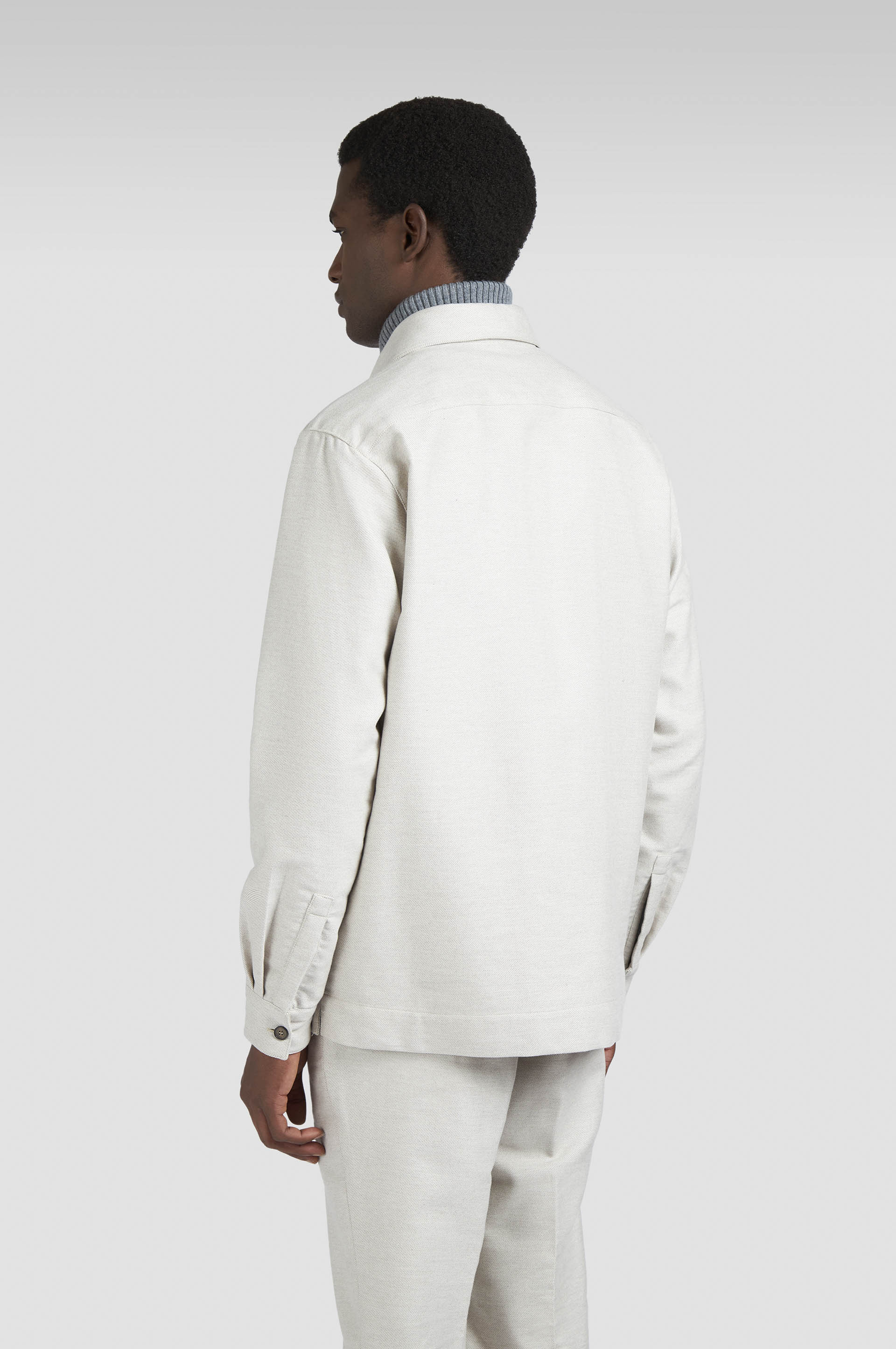 Chemise overshirt en coton et cachemire avec broderie Shark Fin image number 3