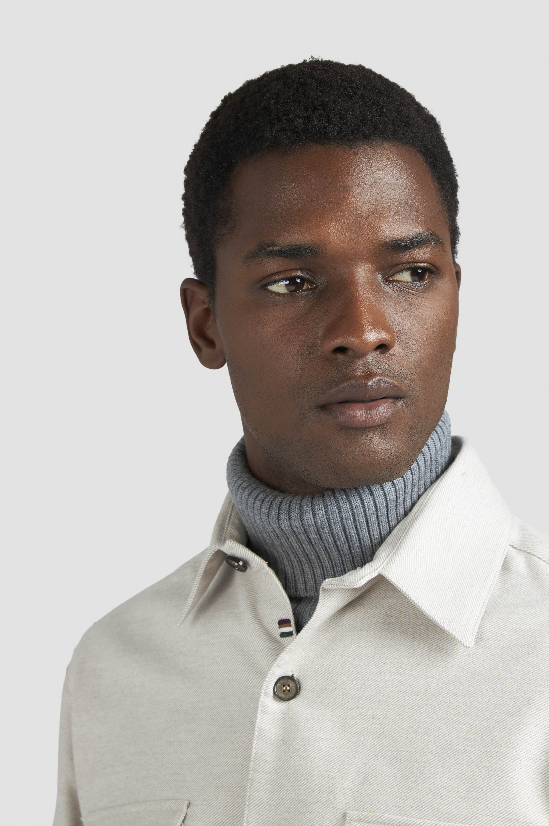 Chemise overshirt en coton et cachemire avec broderie Shark Fin image number 4