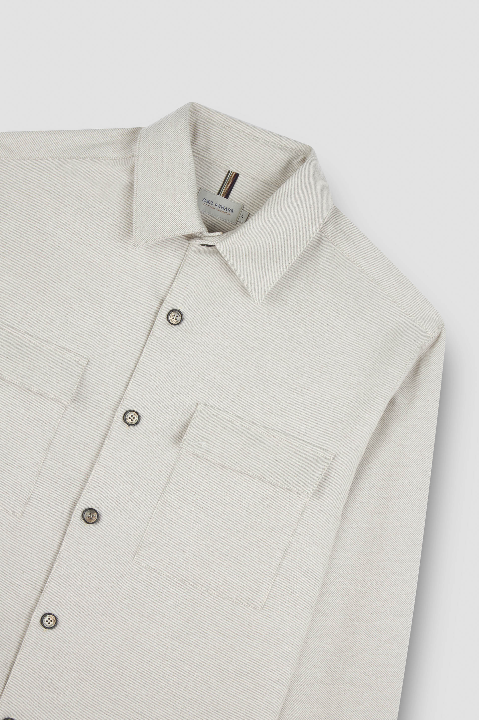 Chemise overshirt en coton et cachemire avec broderie Shark Fin image number 5