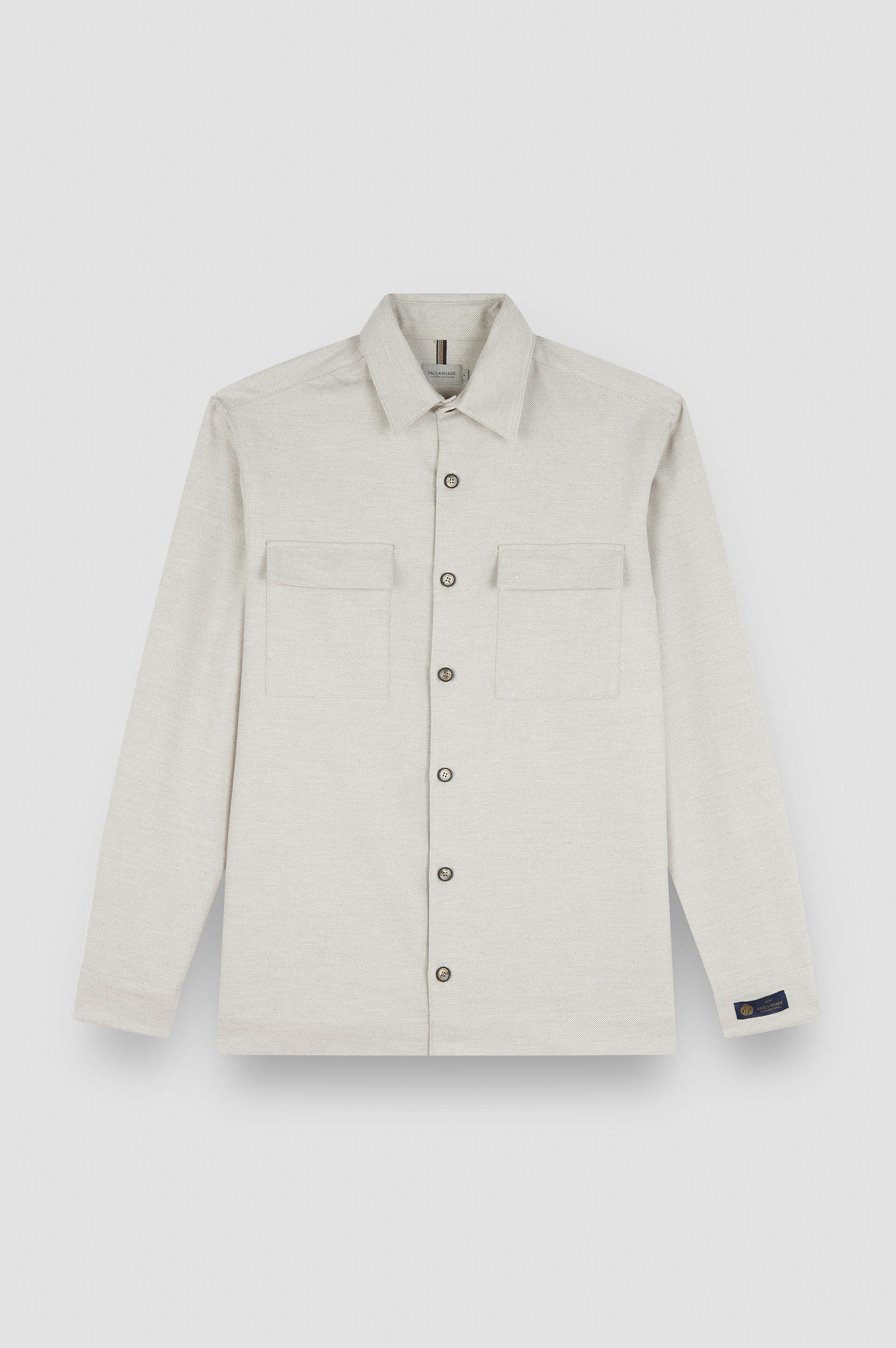 Chemise overshirt en coton et cachemire avec broderie Shark Fin image number 1