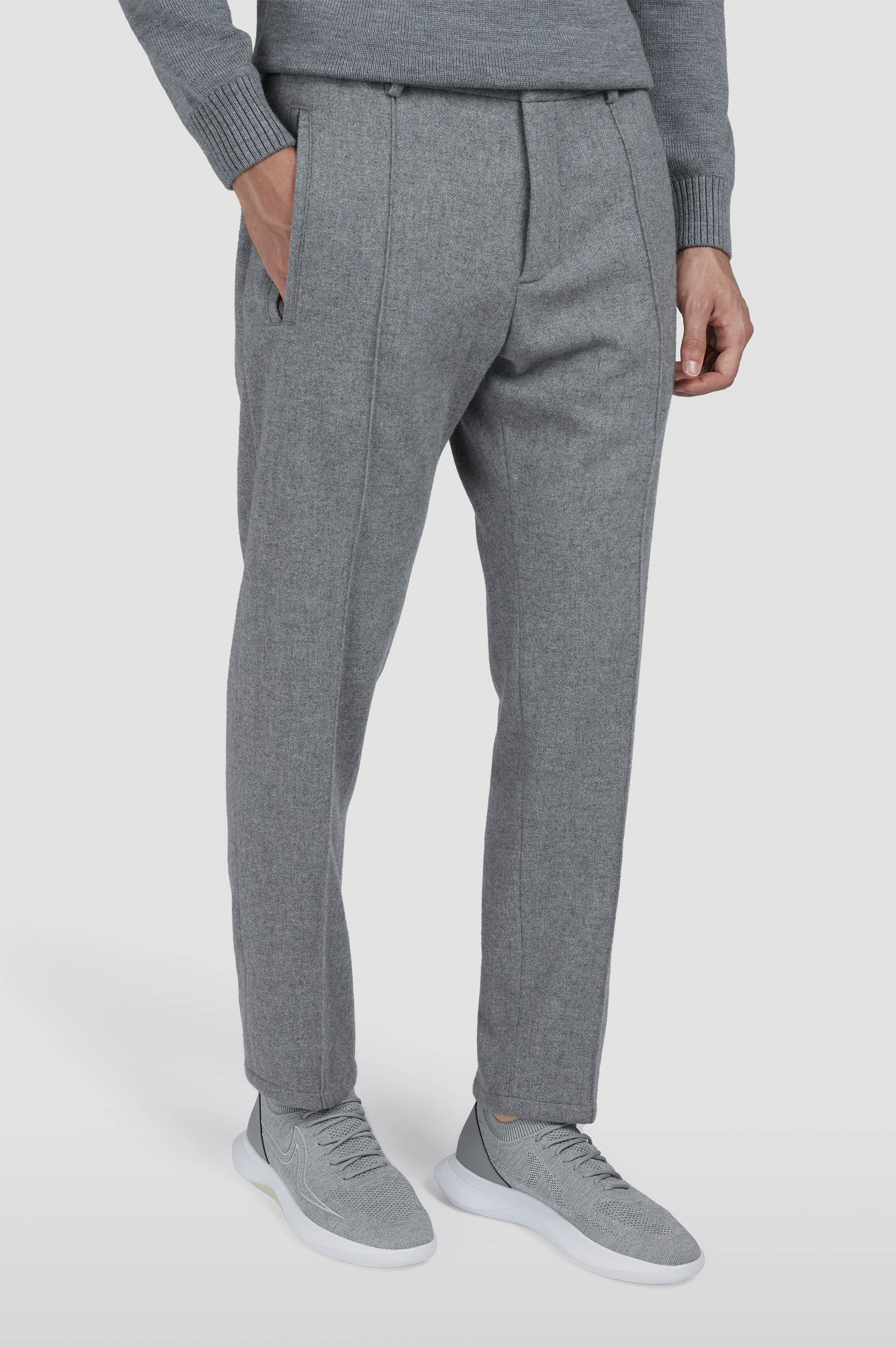 Pantalon chino en laine et cachemire avec cordon image number 0 Pantalon chino en laine et cachemire avec cordon image number 0