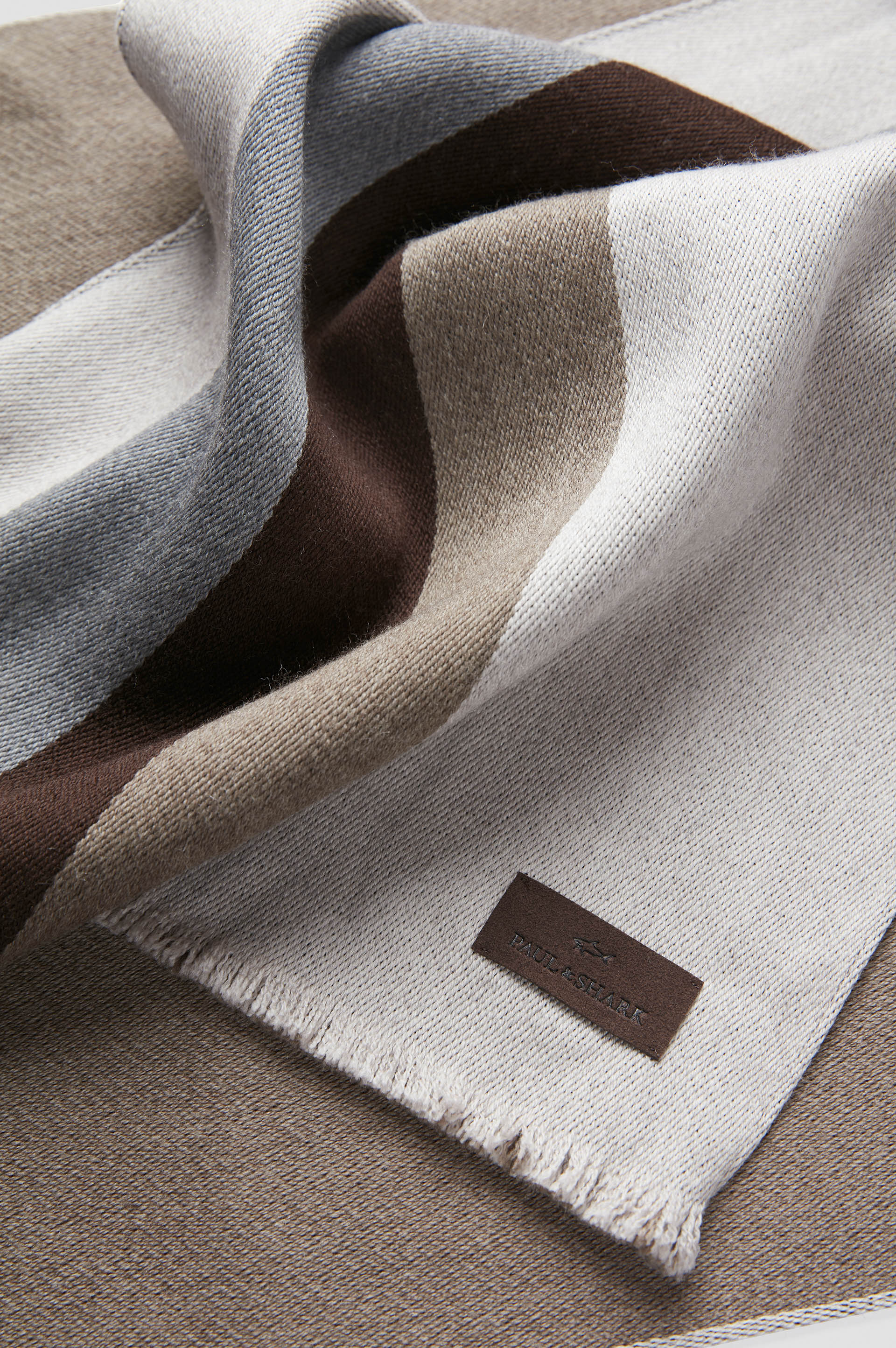 Alcantara® badge wool striped scarf image number 1 Alcantara® badge wool striped scarf image number 1