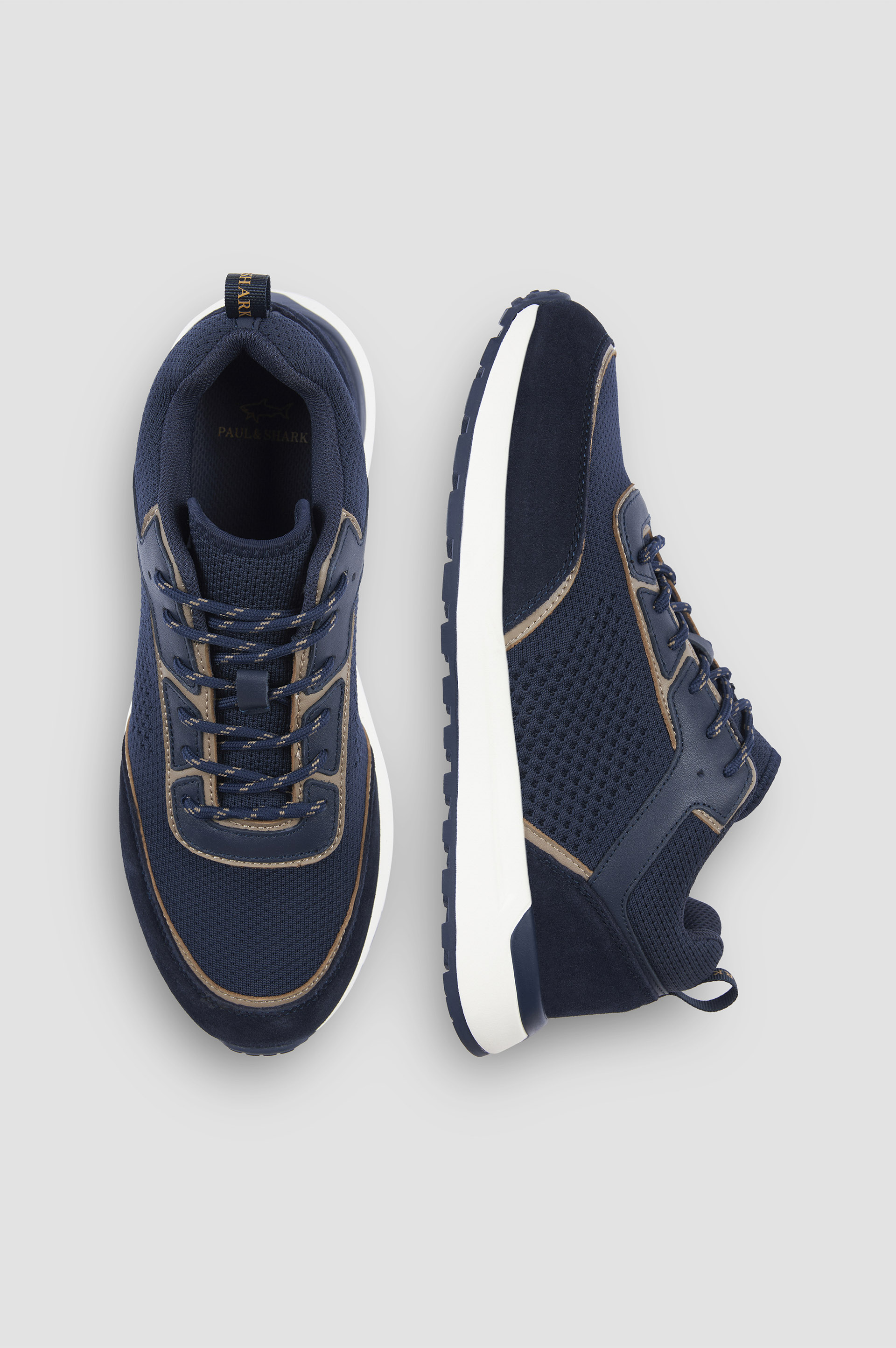 Knit and leather sneakers image number 1 Knit and leather sneakers image number 1