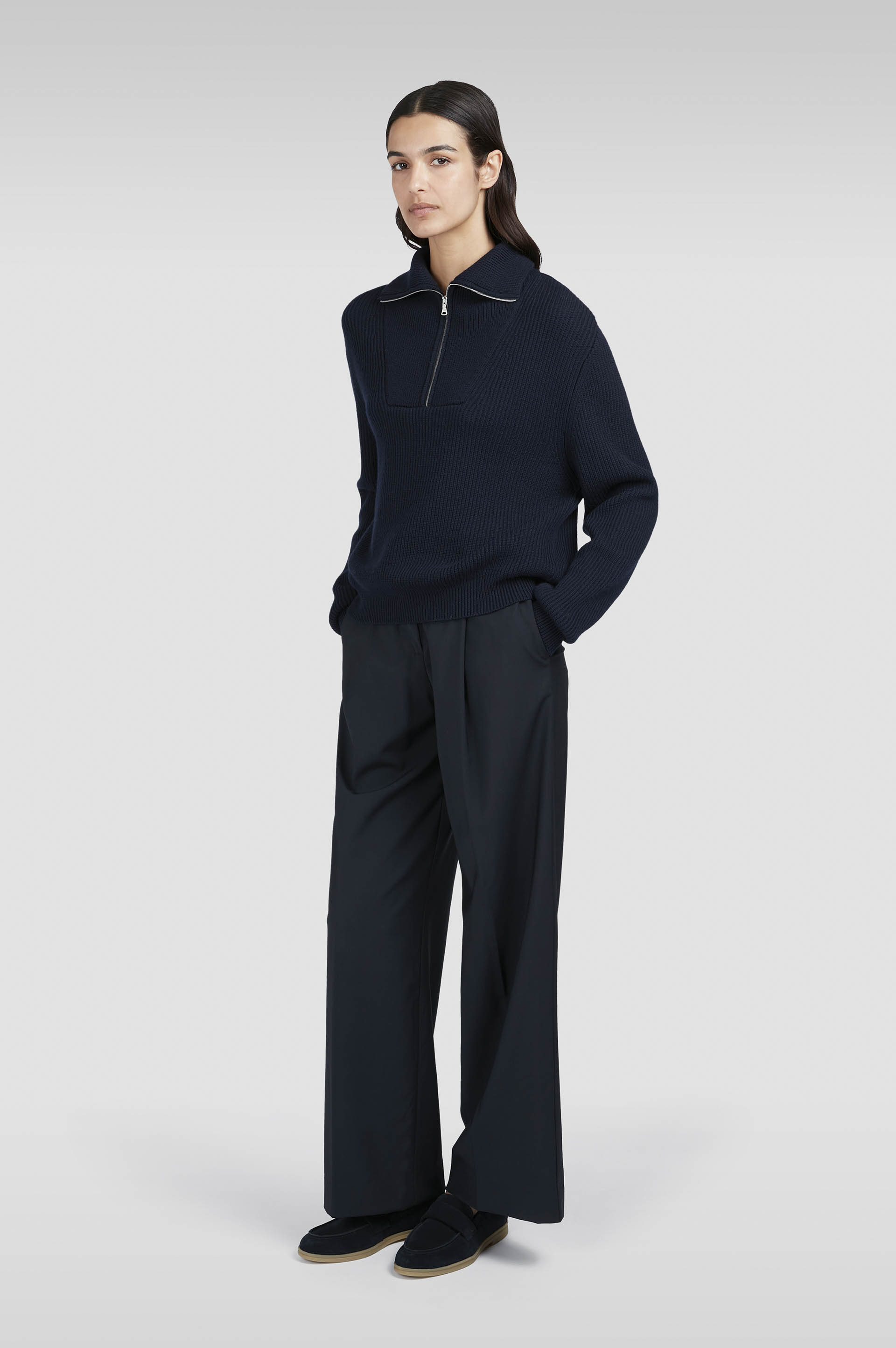 Pull à demi-zip en laine Merino Extrafine image number 2