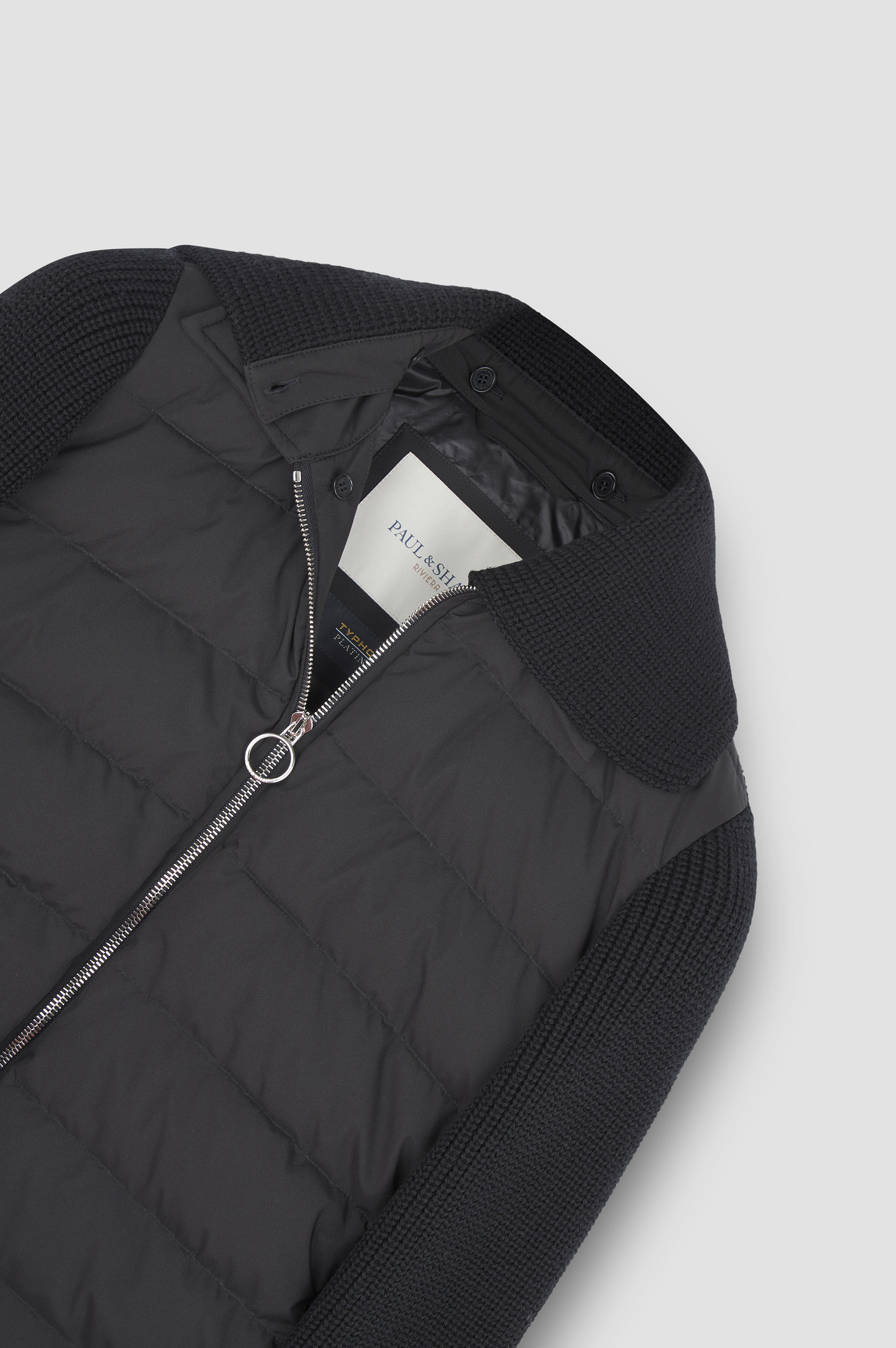 Hybrid zip-up blouson in wool and Typhoon® Platinum image number 7 Hybrid zip-up blouson in wool and Typhoon® Platinum image number 7