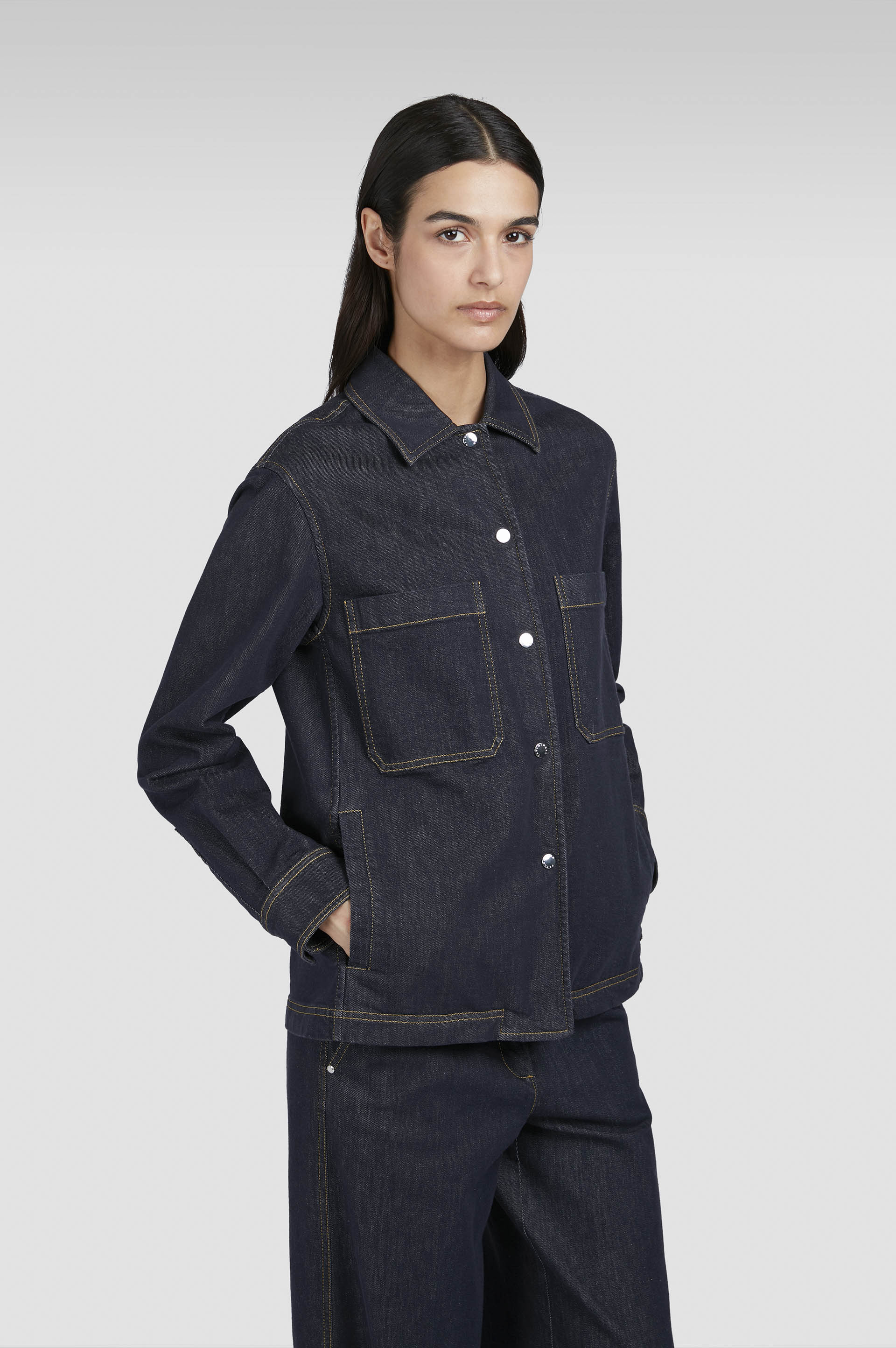 Stretch-Overshirt aus Baumwolle im Denim-Look image number 0 Stretch-Overshirt aus Baumwolle im Denim-Look image number 0