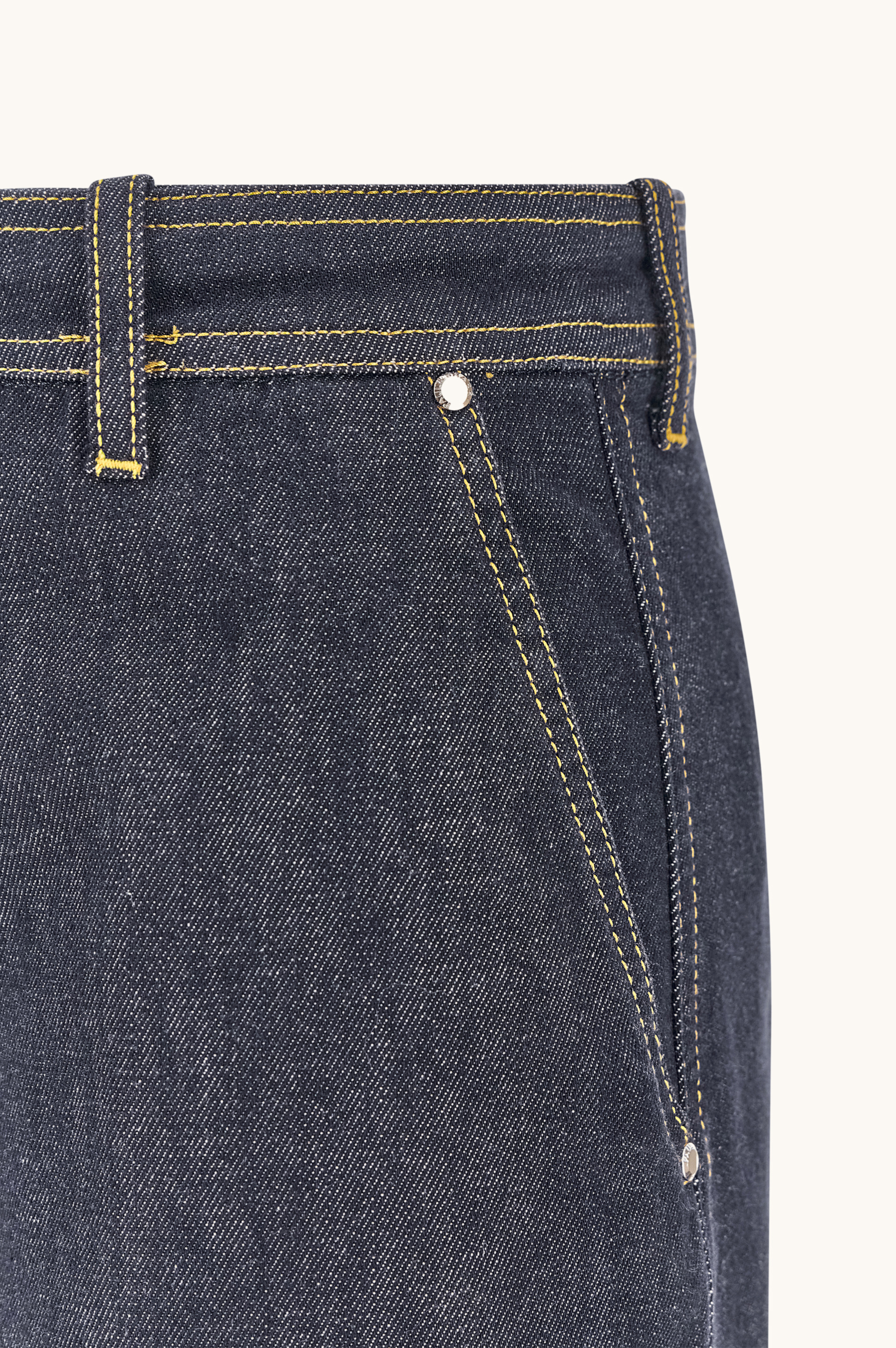 Stretch cotton trousers with denim effect image number 7