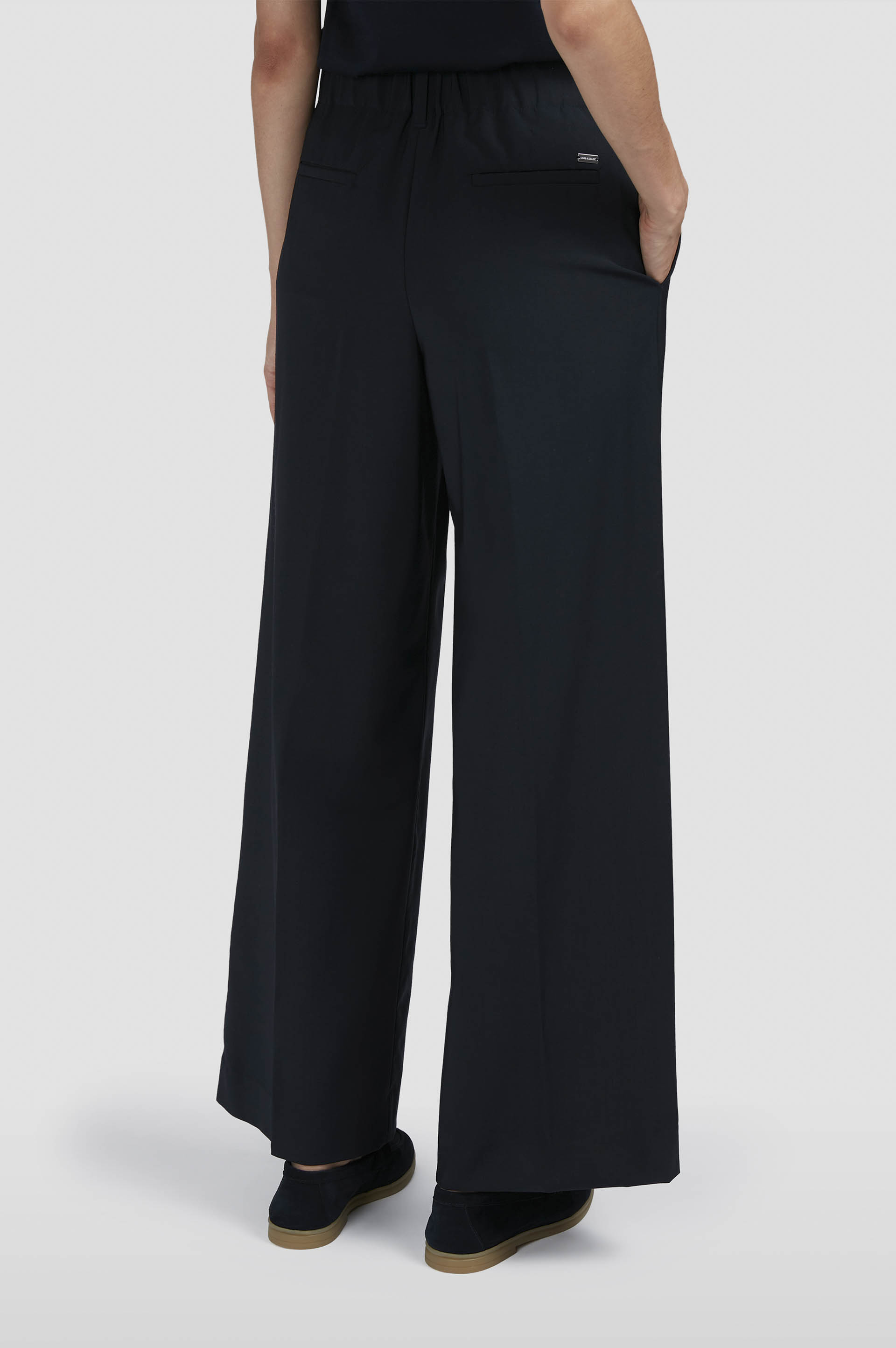 Pantalone wide leg in lana stretch image number 3 Pantalone wide leg in lana stretch image number 3