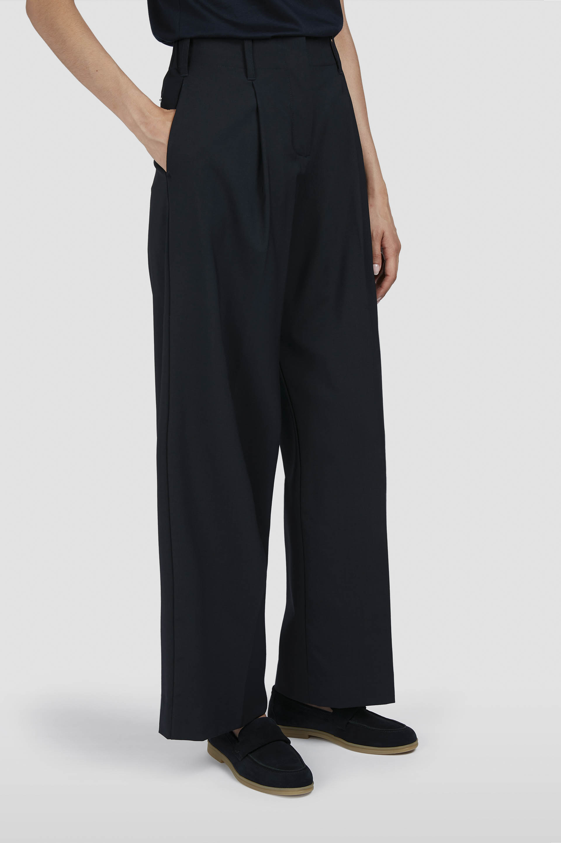 Pantalone wide leg in lana stretch image number 0 Pantalone wide leg in lana stretch image number 0