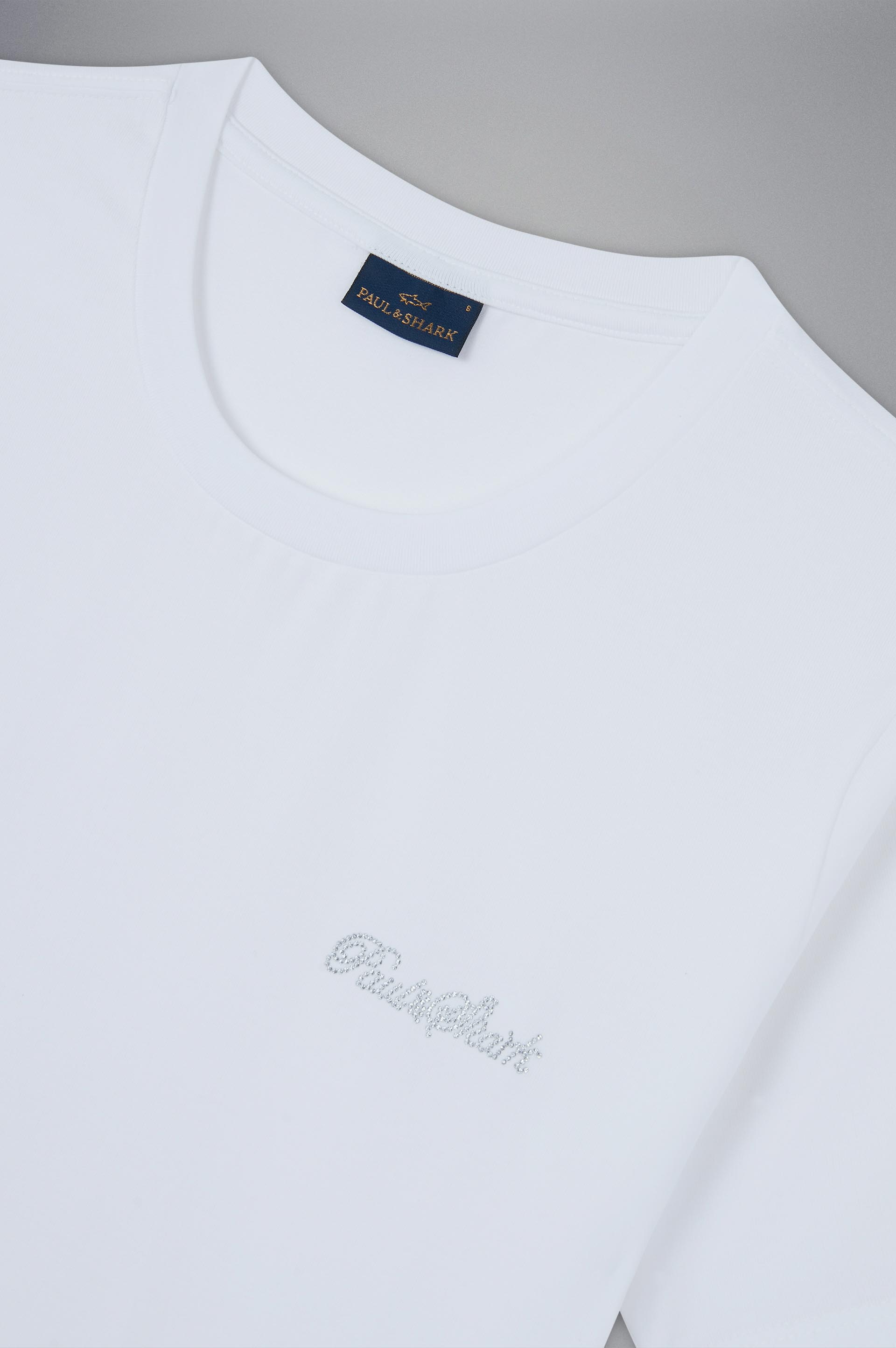 T-shirt en coton pour femme avec Shark Swarovski image number 1 T-shirt en coton pour femme avec Shark Swarovski image number 1