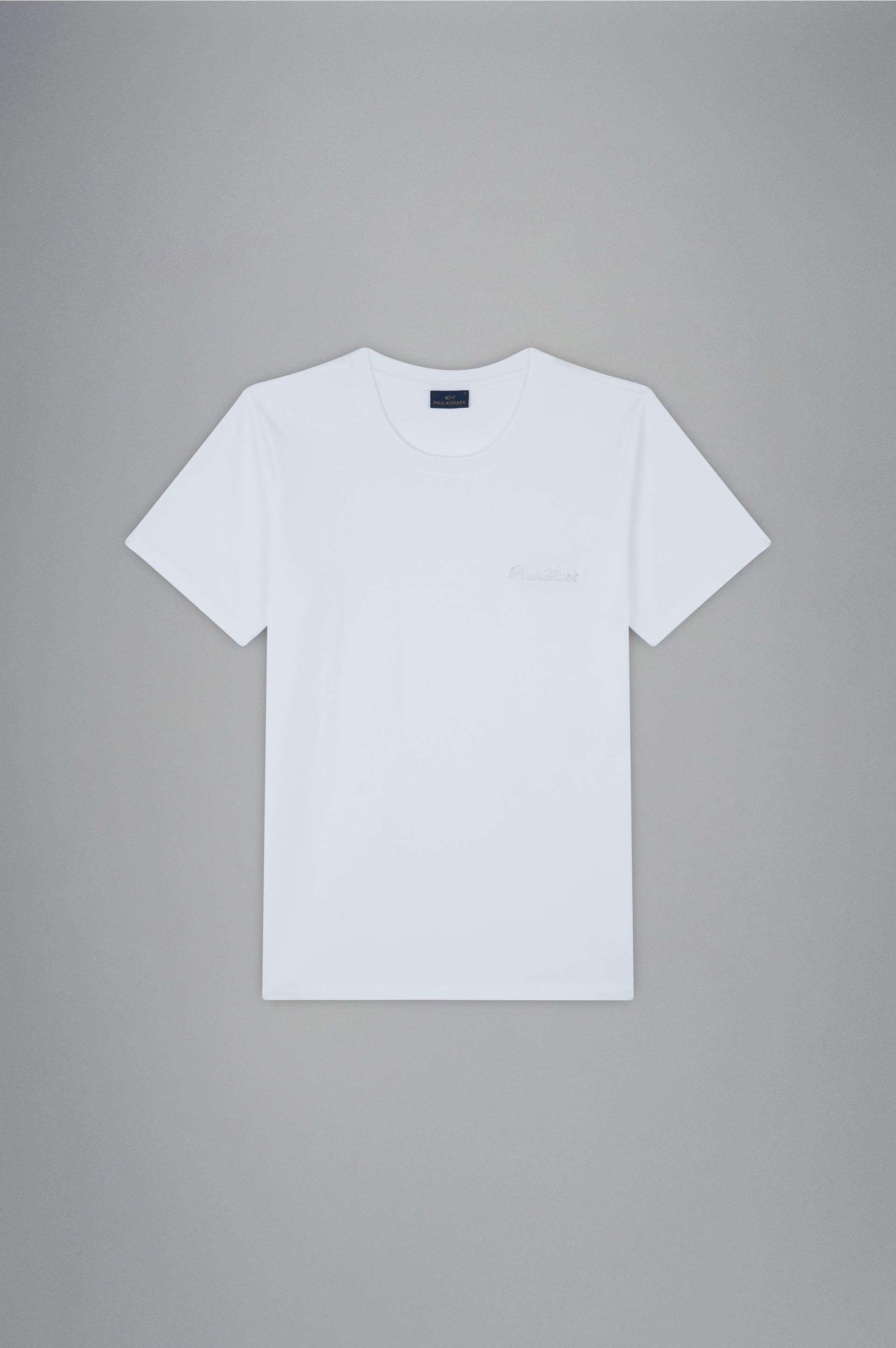 T-shirt en coton pour femme avec Shark Swarovski image number 0 T-shirt en coton pour femme avec Shark Swarovski image number 0