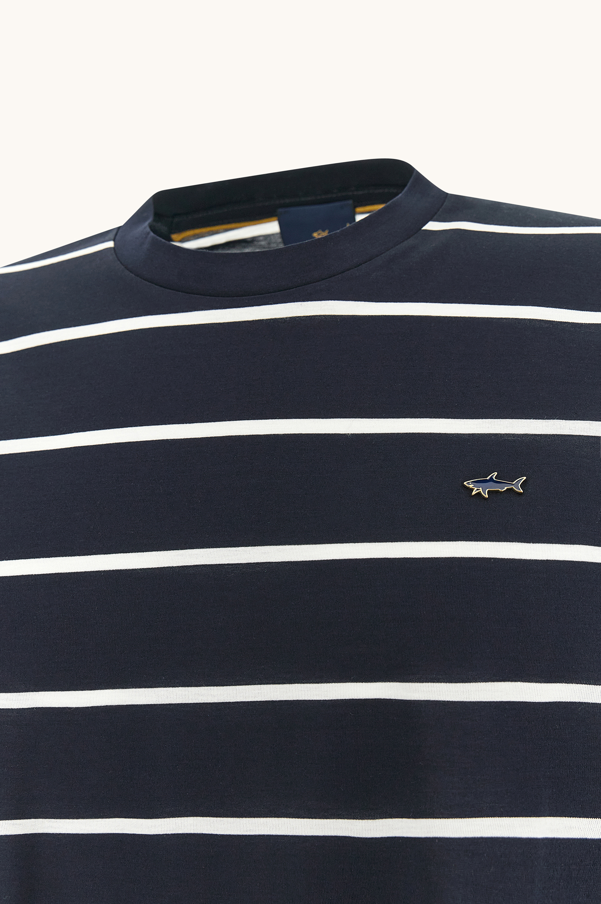 T-shirt in perl&eacute; cotton with striped pattern image number 5