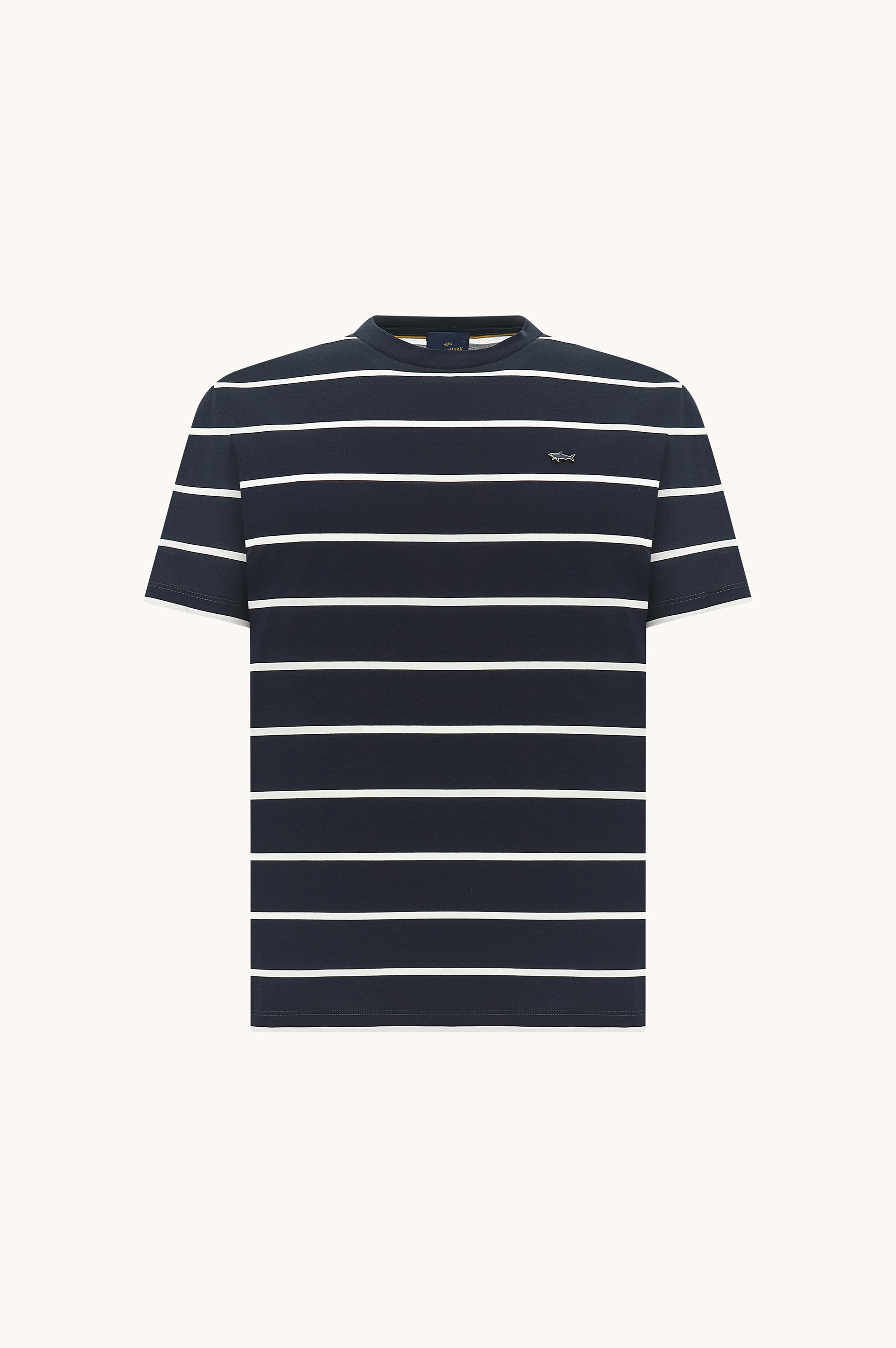 T-shirt in perl&eacute; cotton with striped pattern image number 1
