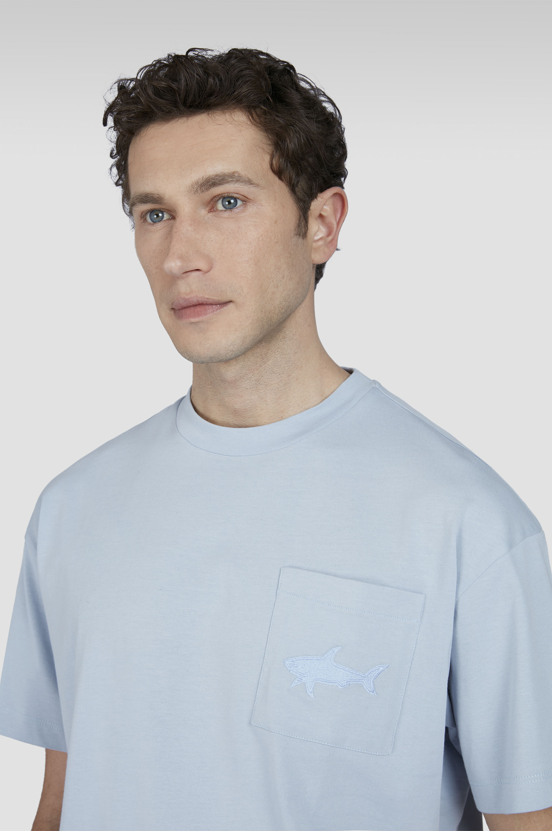 Aqua Touch cotton T-shirt with Shark embroidery image number 4