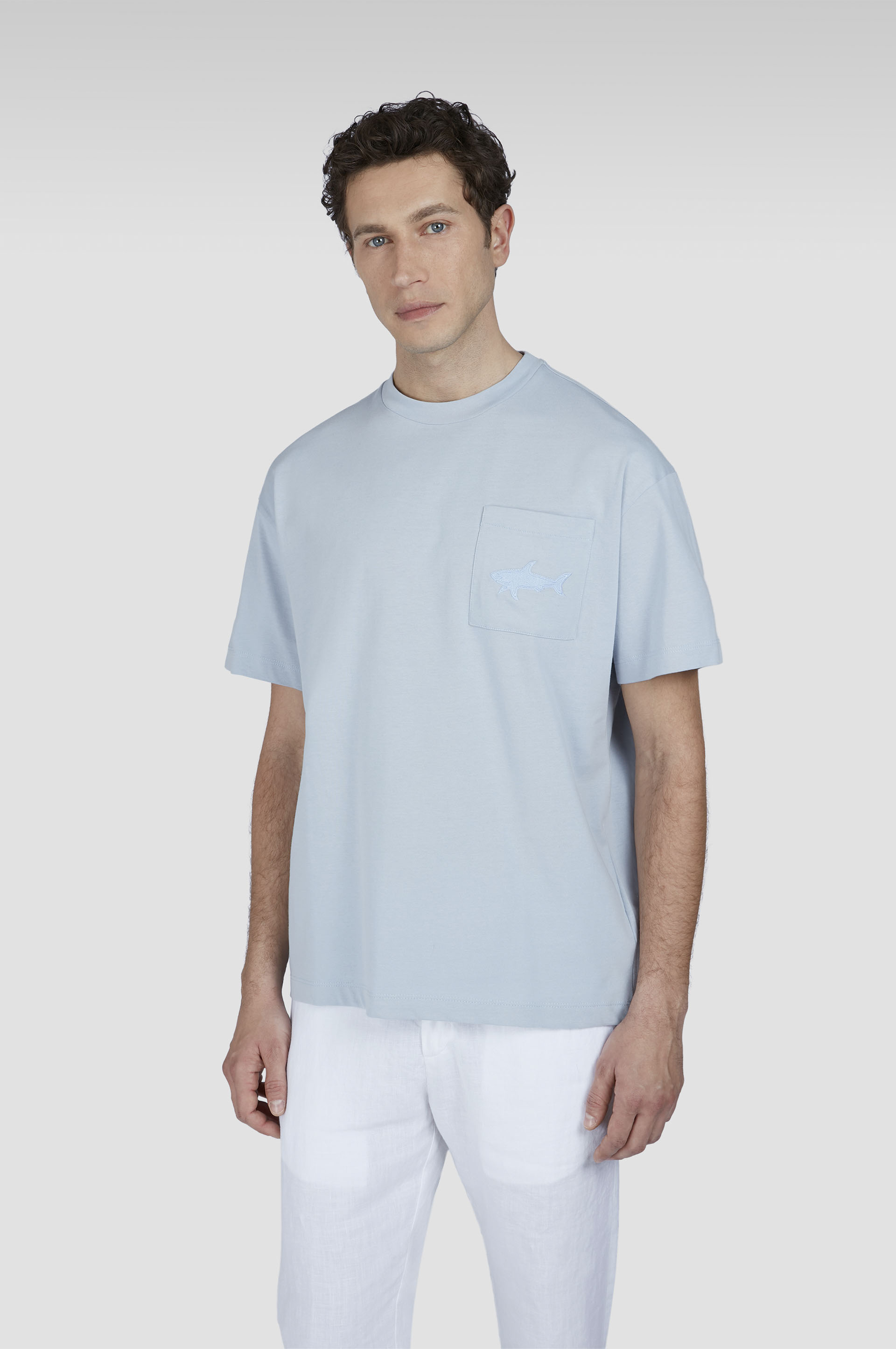 Aqua Touch cotton T-shirt with Shark embroidery image number 0