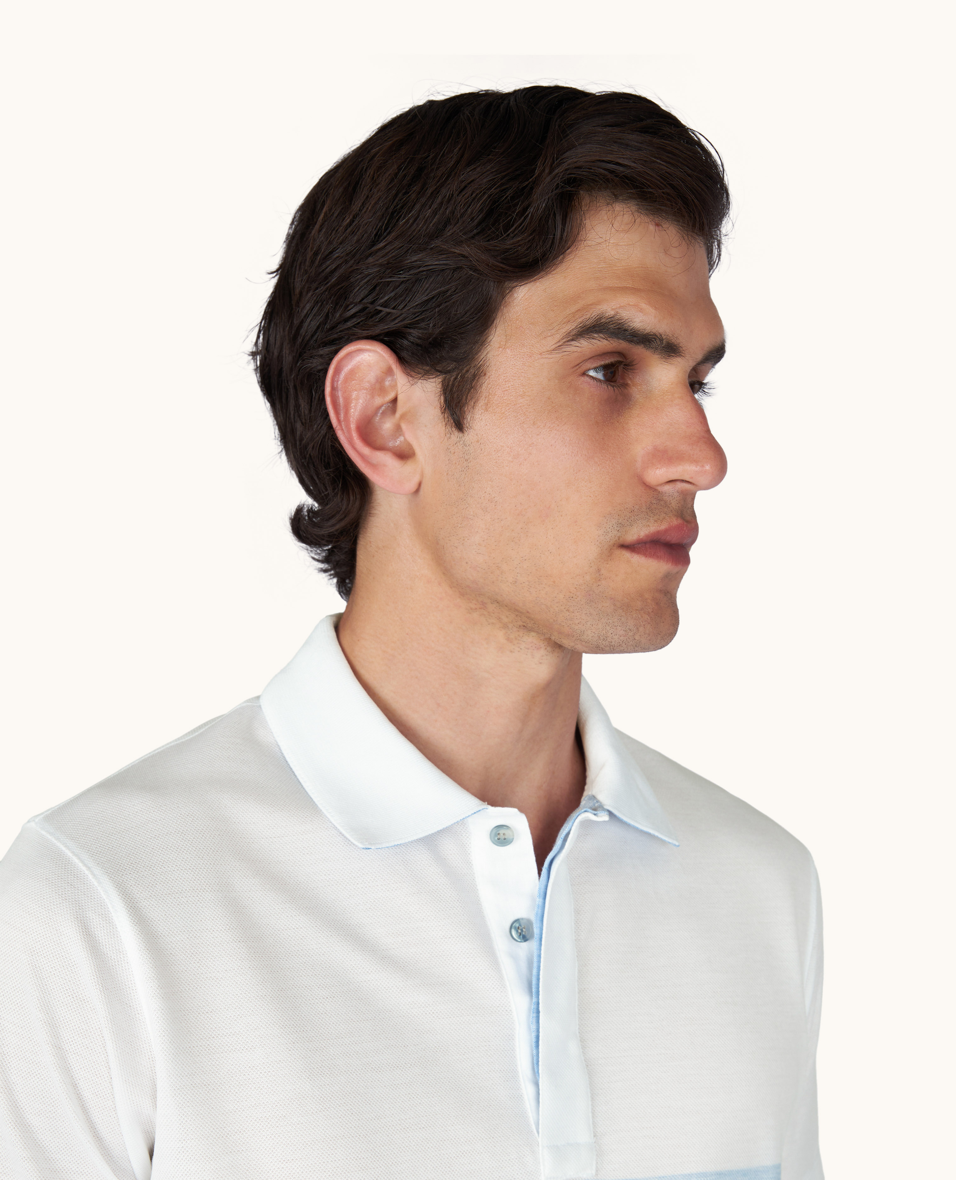 Cotton piqu&eacute; polo shirt with striped pattern image number 4