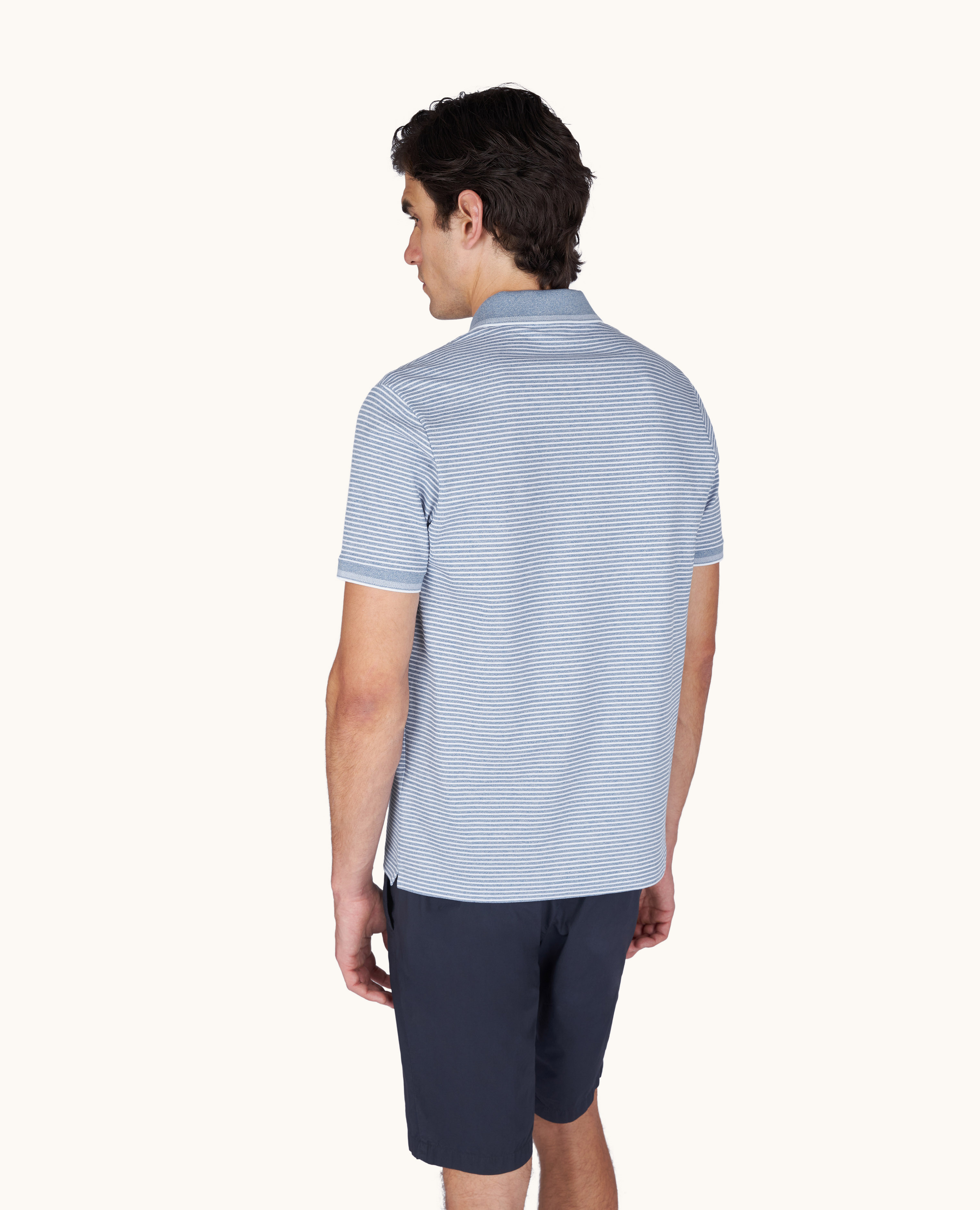 Polo in Jasp&eacute; Piqu&eacute; cotton with striped pattern image number 2