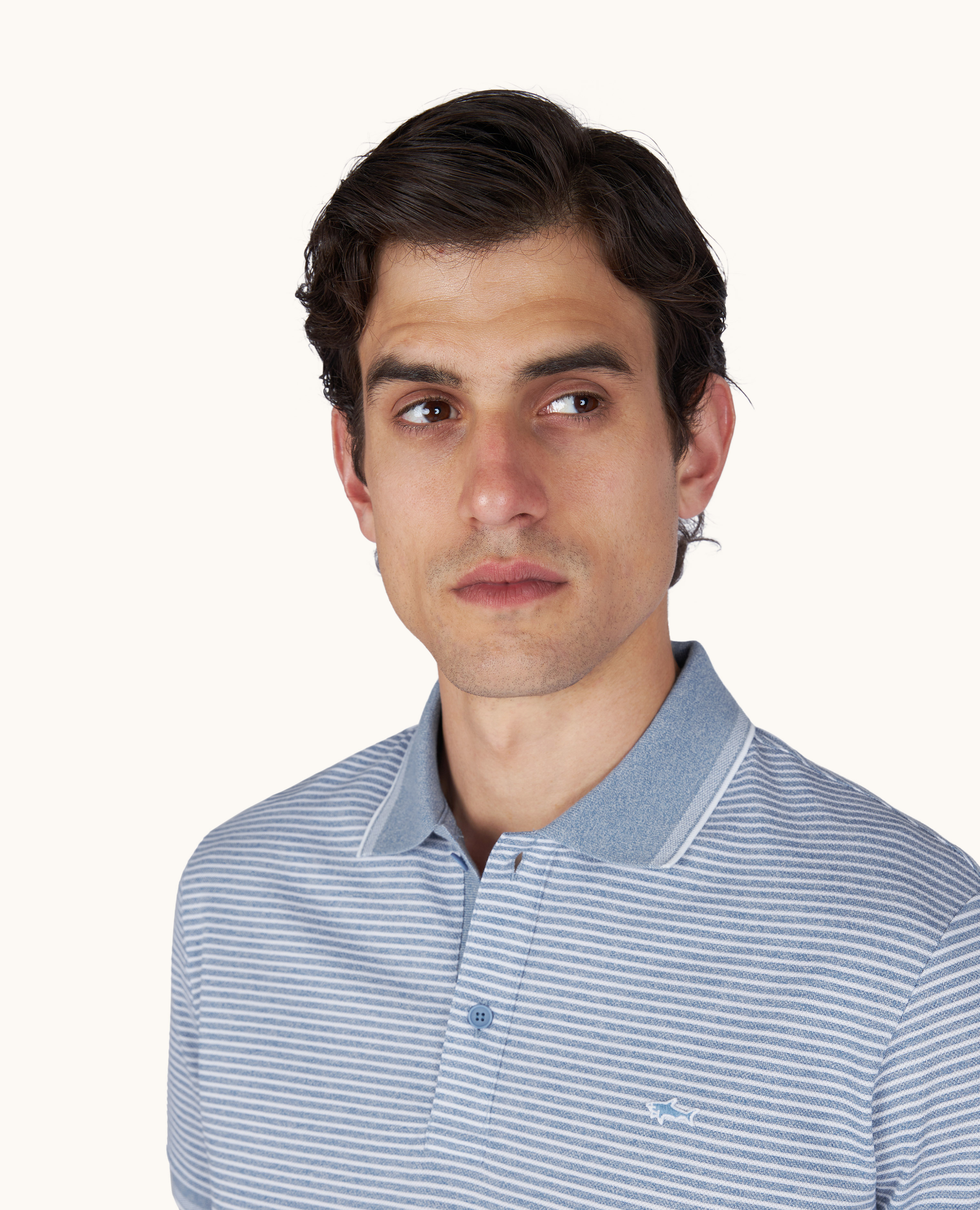 Polo in Jasp&eacute; Piqu&eacute; cotton with striped pattern image number 3