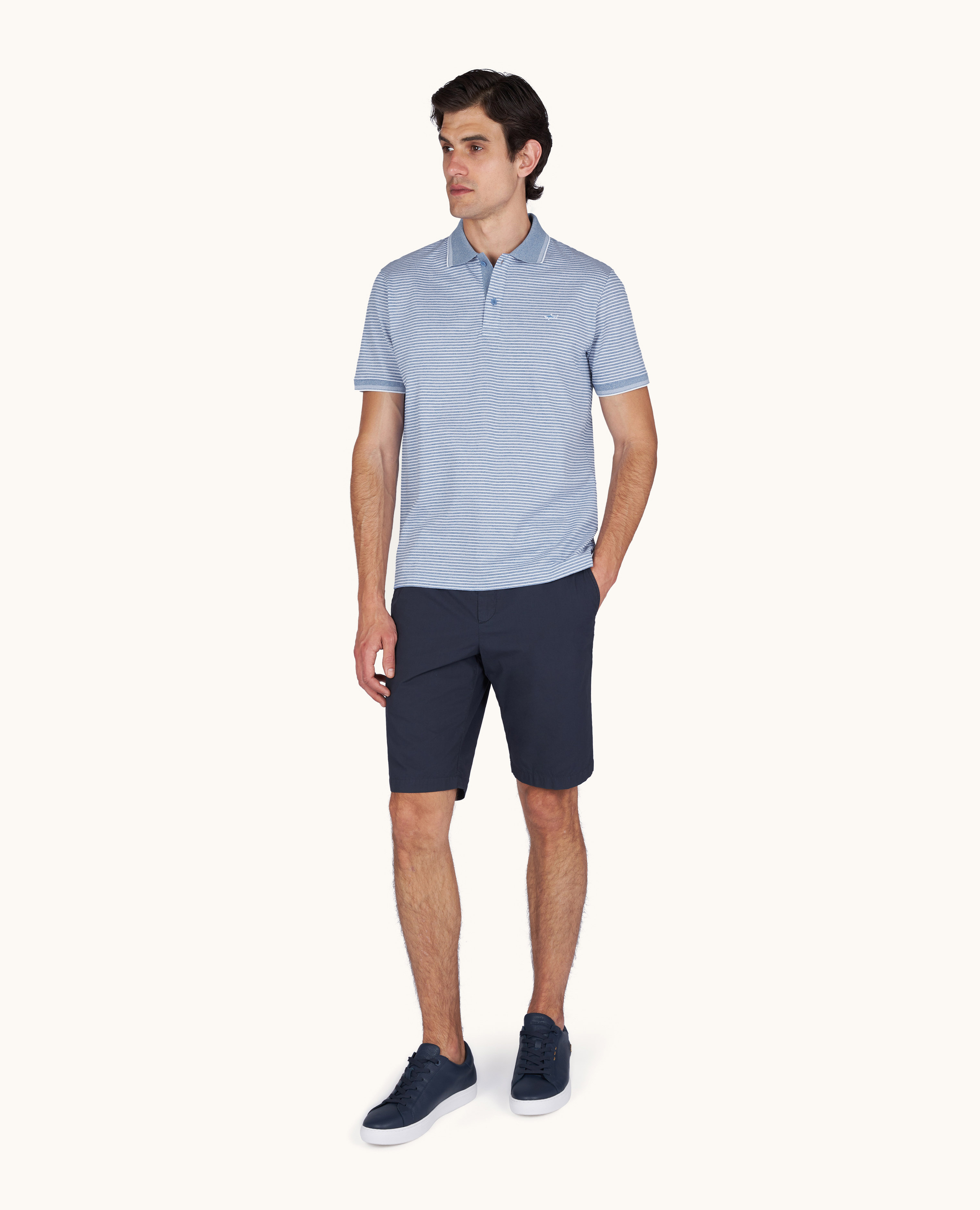 Polo in Jasp&eacute; Piqu&eacute; cotton with striped pattern image number 1