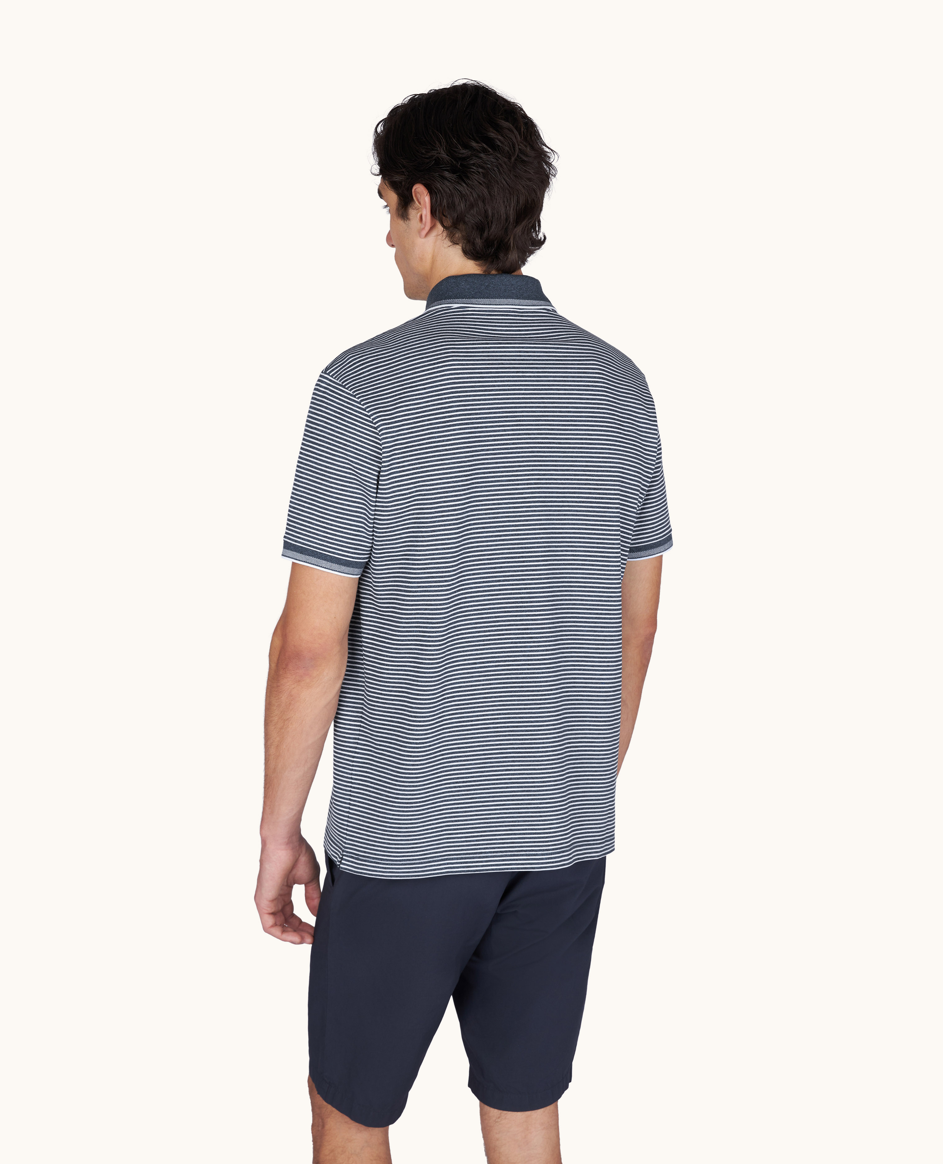 Polo in Jasp&eacute; Piqu&eacute; cotton with striped pattern image number 2