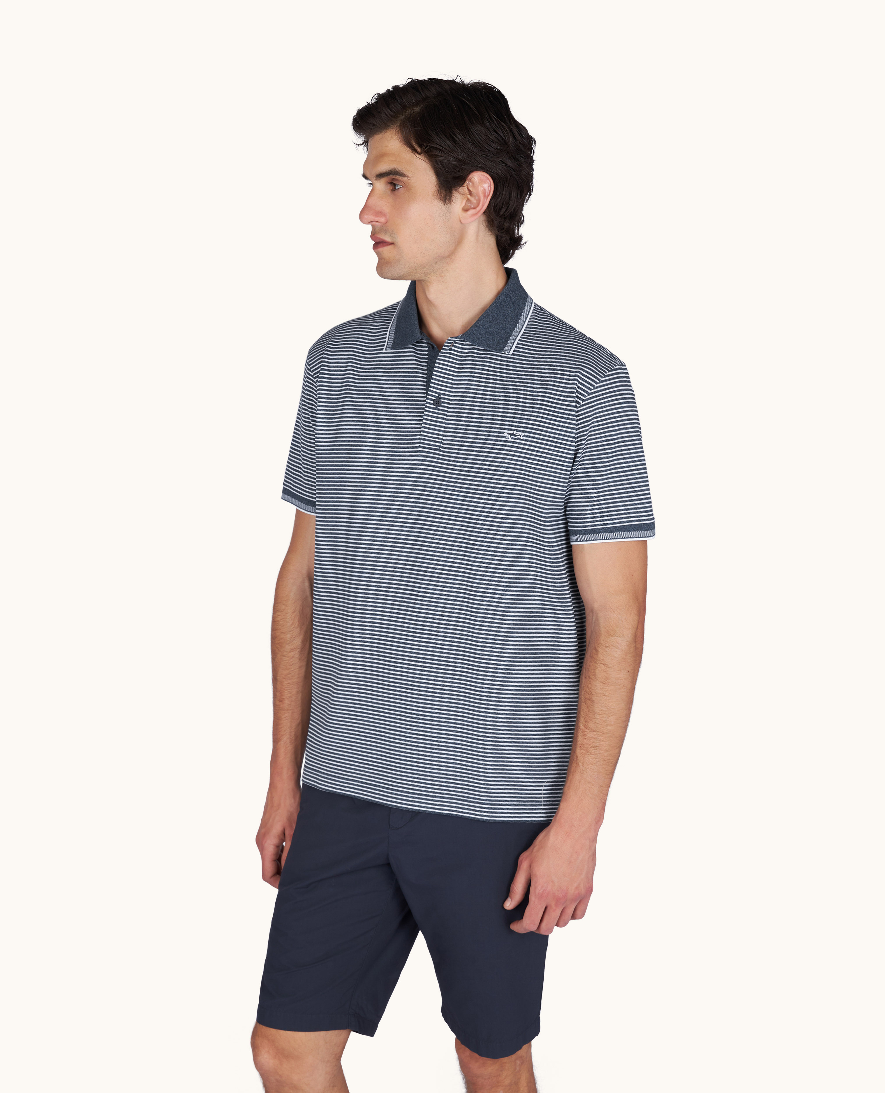 Polo in Jasp&eacute; Piqu&eacute; cotton with striped pattern image number 0