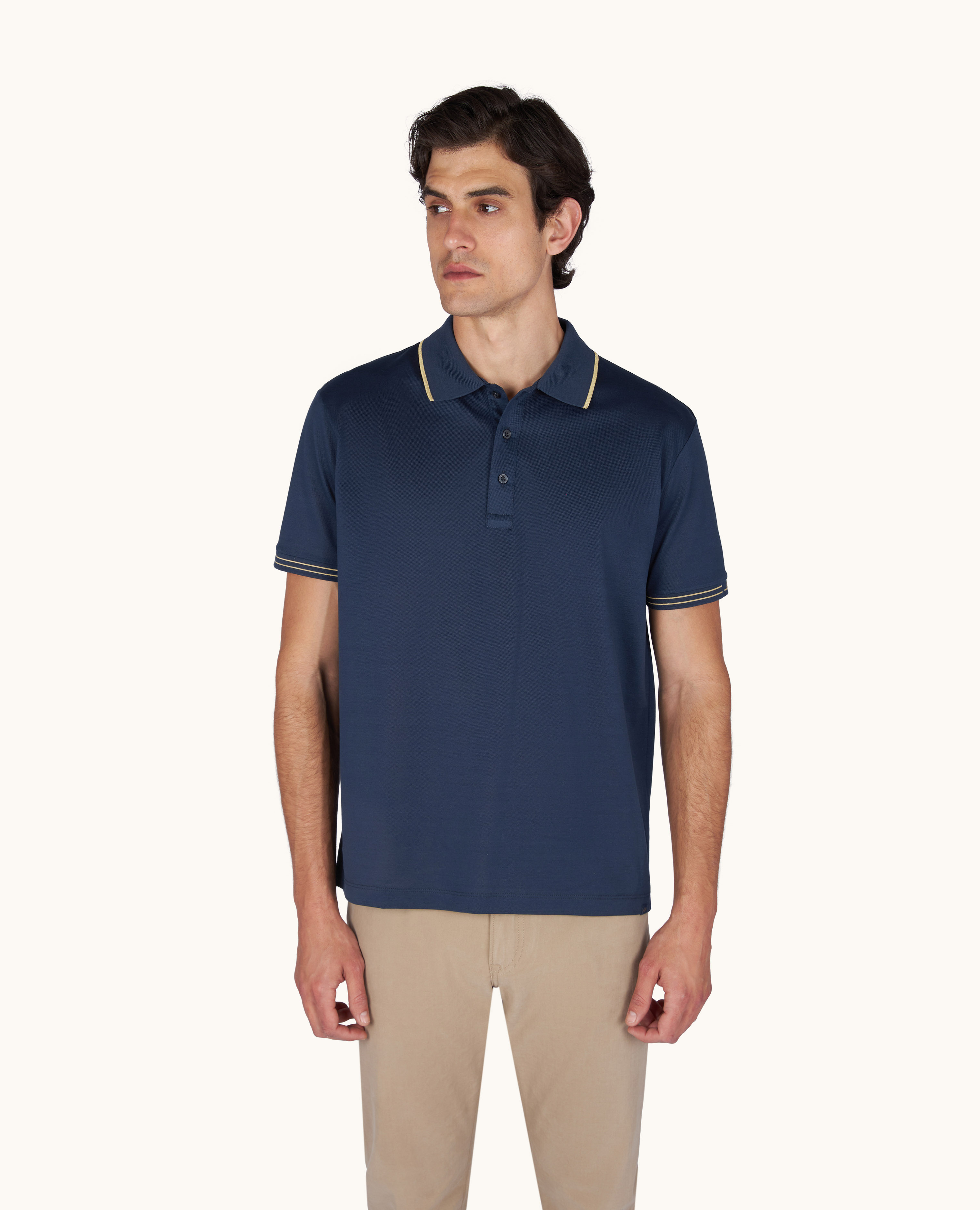 Polo in Fine Piqu&eacute; cotton with contrast trims image number 0