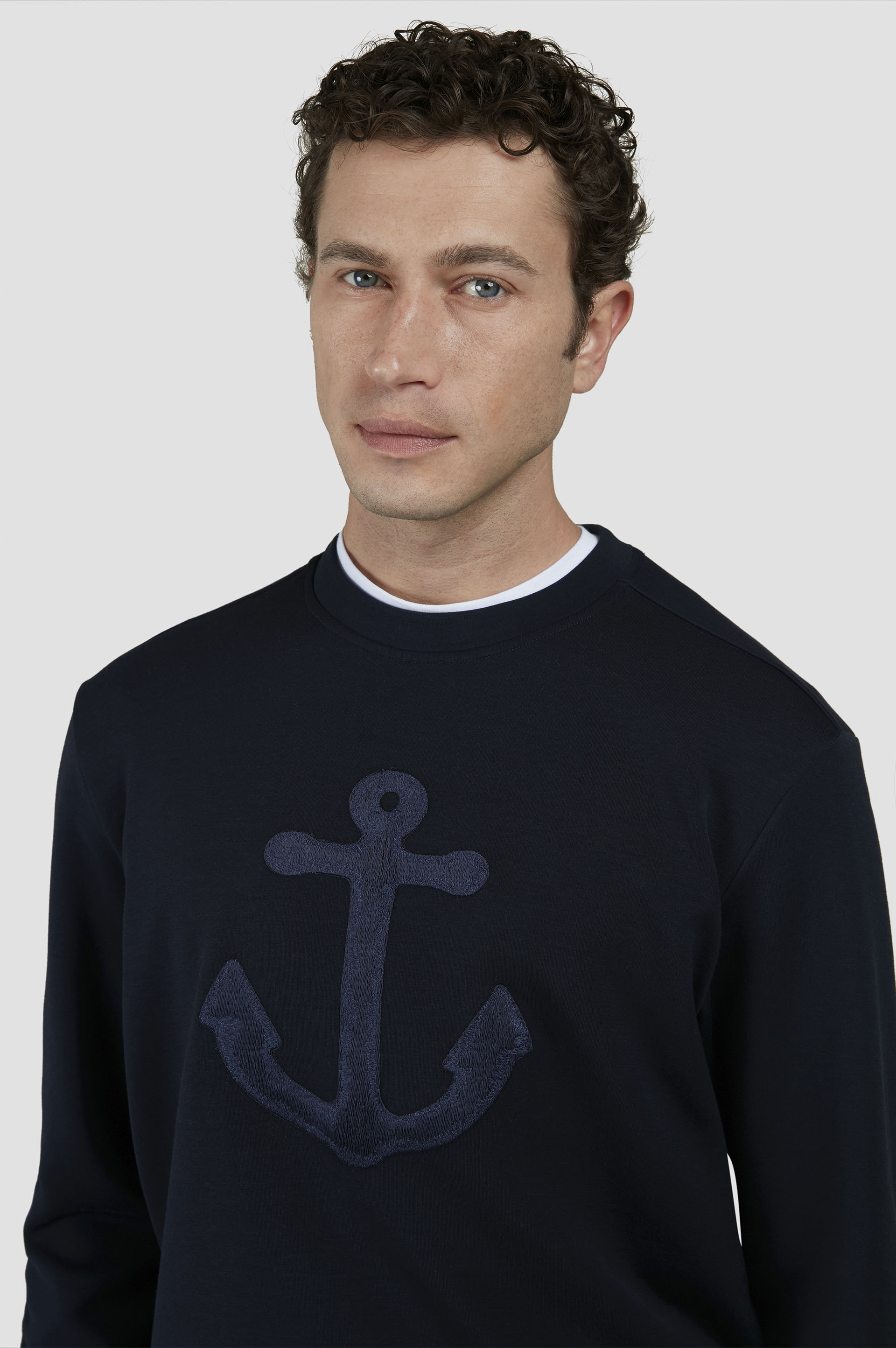 Felpa in cotone Active Fleece con ricamo ancora image number 4