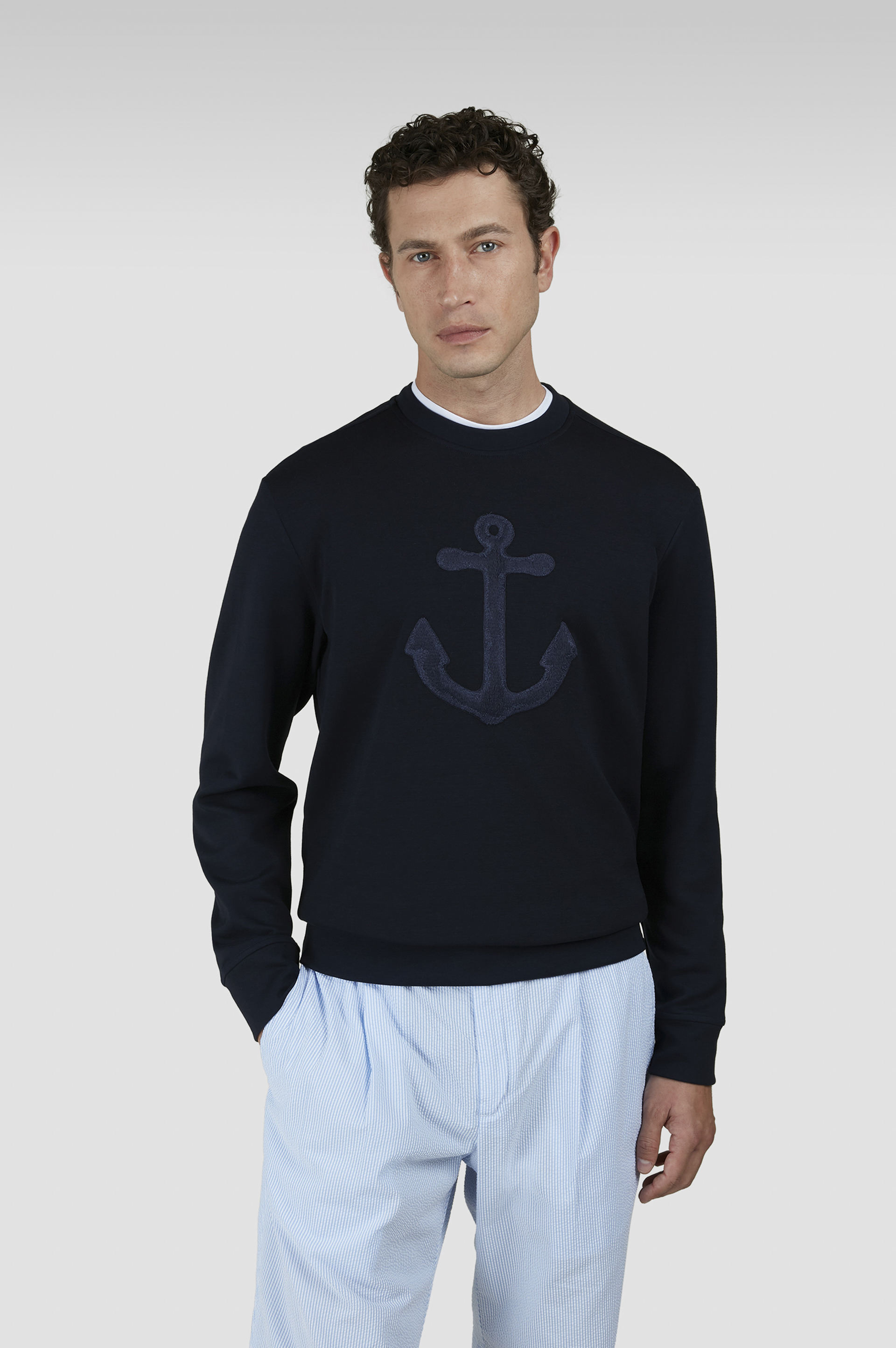 Felpa in cotone Active Fleece con ricamo ancora image number 0