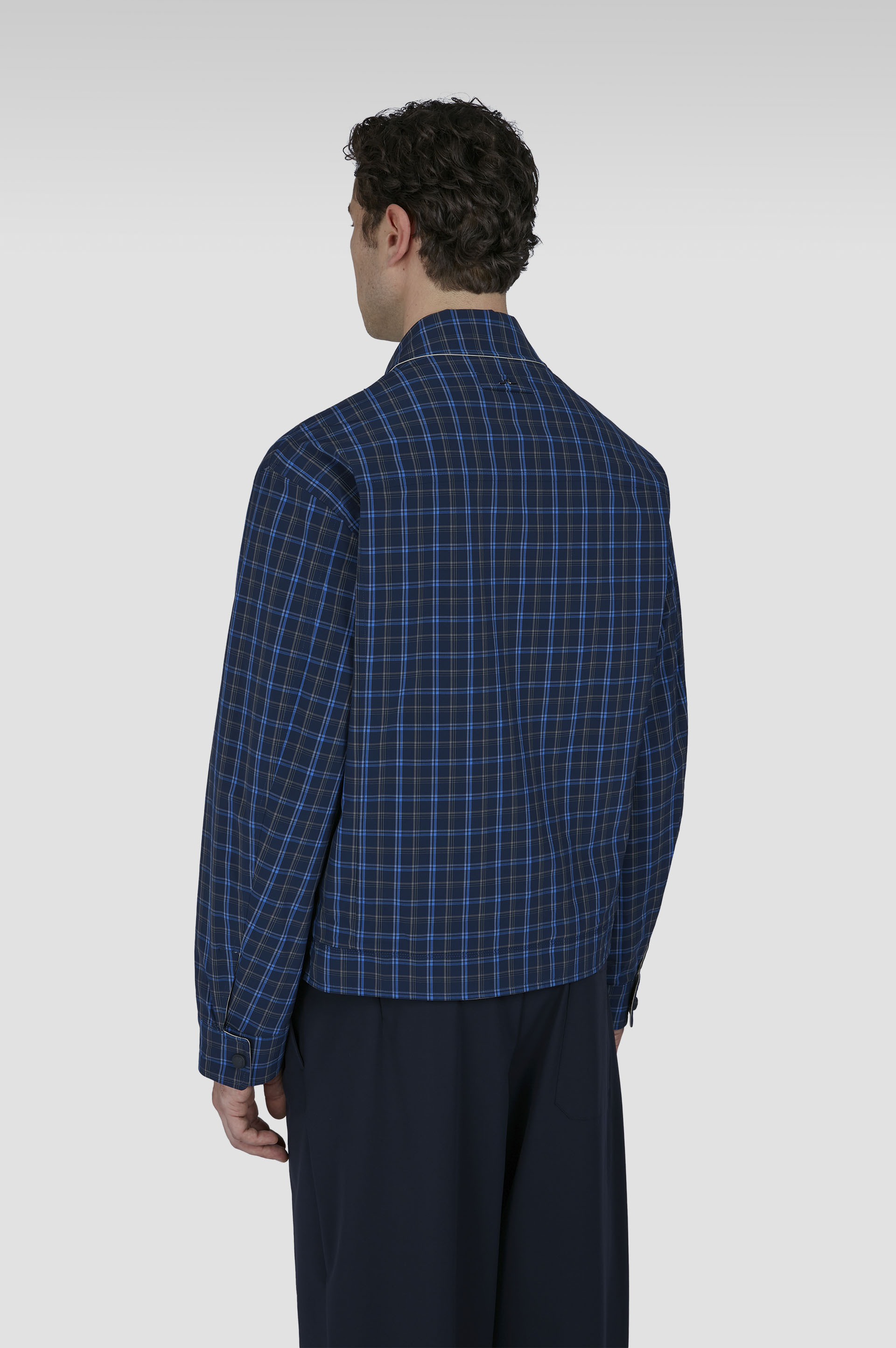 Reversible Jacket with Plaid Pattern image number 3