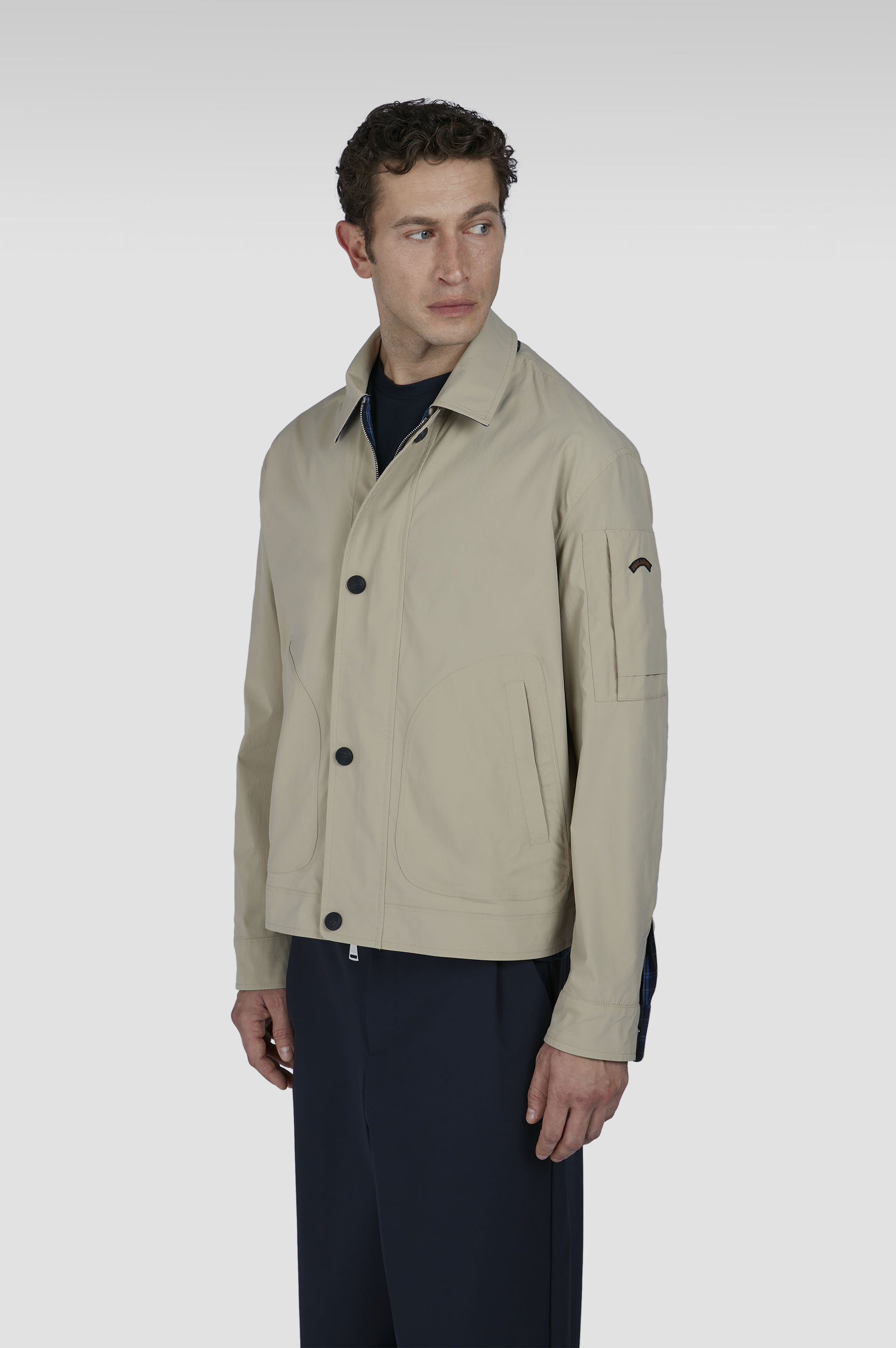 Reversible Jacket with Plaid Pattern image number 9