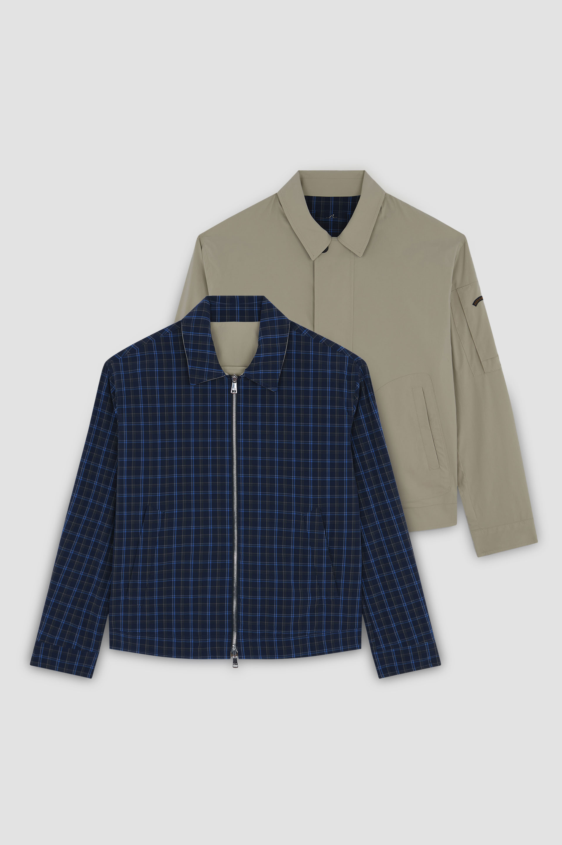 Reversible Jacket with Plaid Pattern image number 1