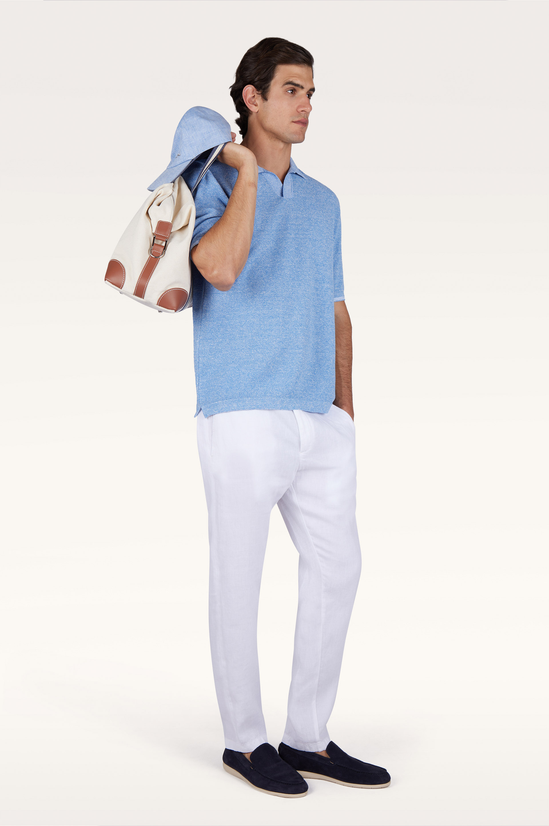 Linen chino pants with drawstring image number 1